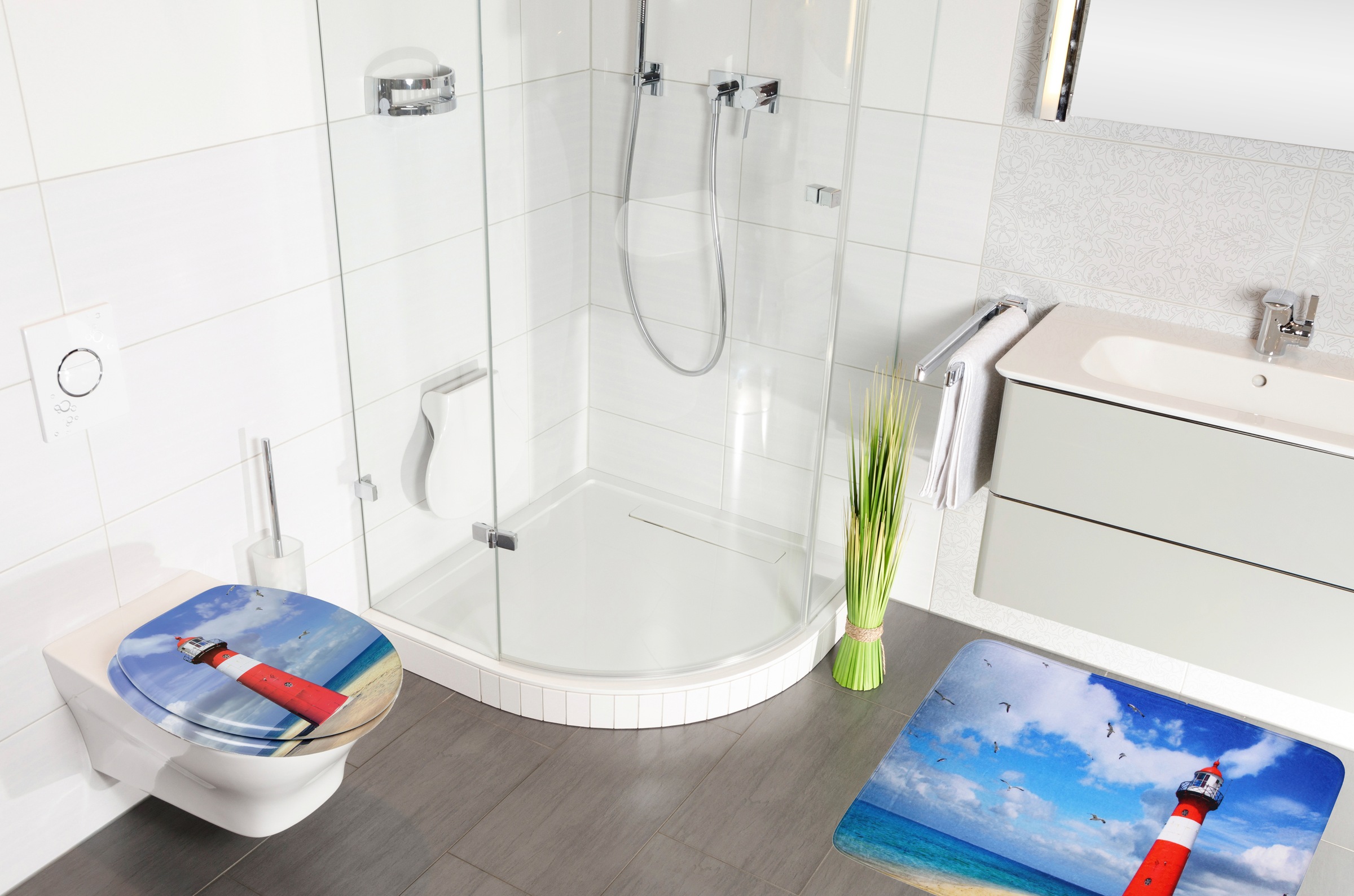 Sanilo Badaccessoire-Set "Leuchtturm" bestehend aus WC-Sitz, Badteppich und günstig online kaufen