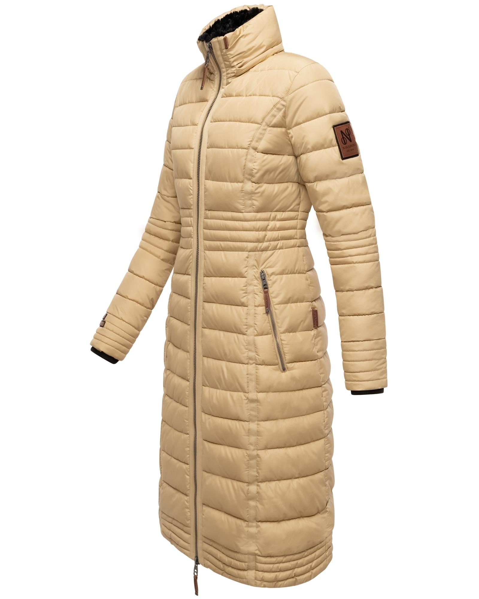Navahoo Wintermantel »Umay«, langer Damen Winter Steppmantel mit Kunstfellkapuze
