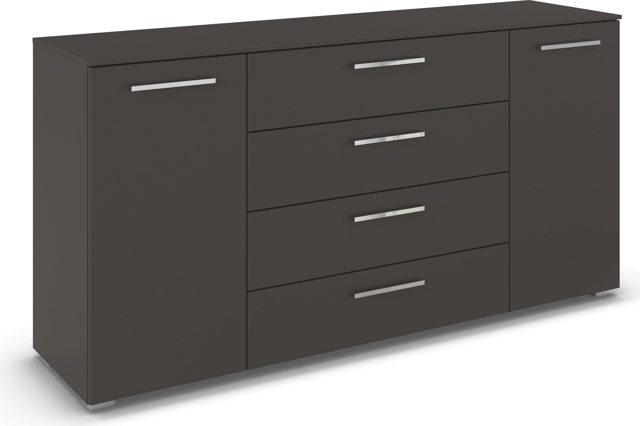 rauch Kombikommode "Sideboard Schubkommode Kommode MONTCLAR Front Dekor/Hochglanz/Glas" Breite 160 / Höhe 81 cm, 2 Einlegeböden, inkl. Soft-Close-Funktion, 2-türig, 4 geräumige Schubladen, viele Griffvarianten MADE IN GERMANY