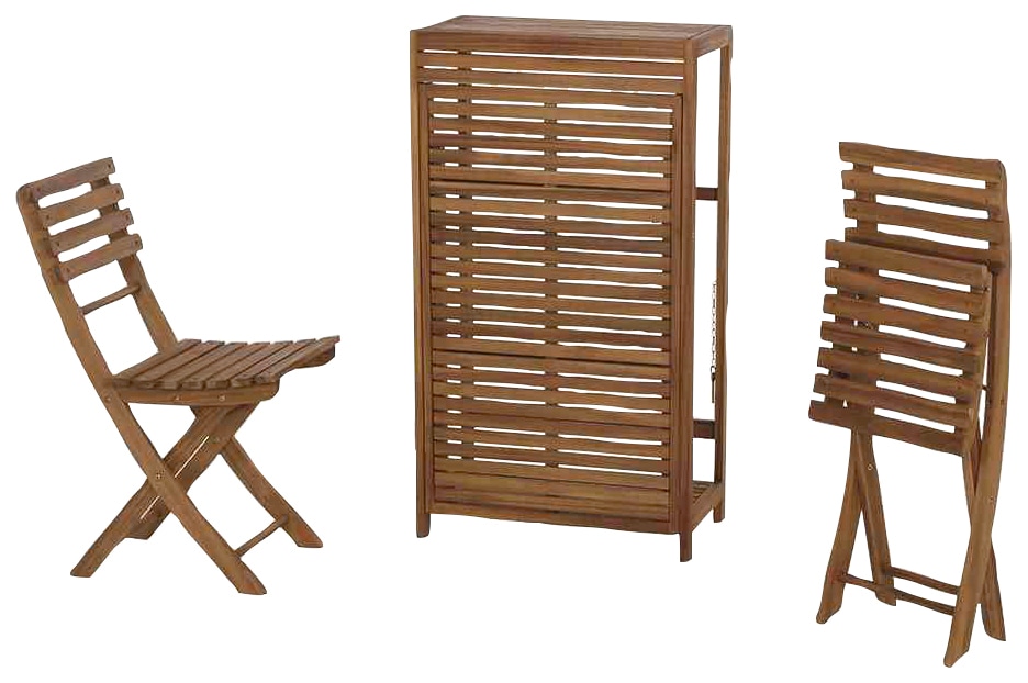 Siena Garden Balkonset »Bari«, (Set, 3 tlg., 2 Klappstühle, 1 Klapptisch/-regal), aus FSC®-zertifiziertem Akazienholz, geeignet für 2 Personen