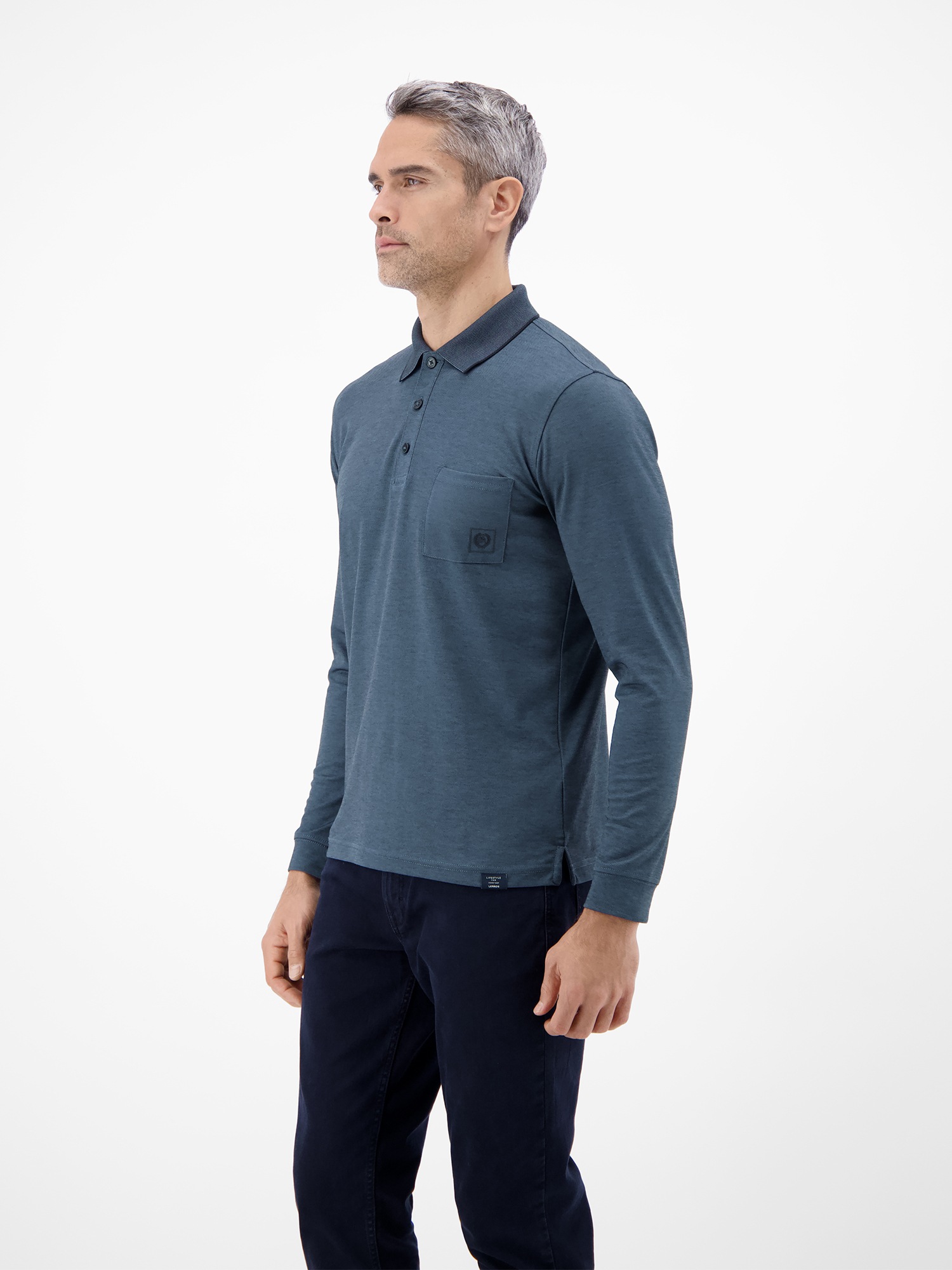 Thumbnail - LERROS Sweatshirt "LERROS Langarm Polo mit Brusttasche aus Baumwollmix"