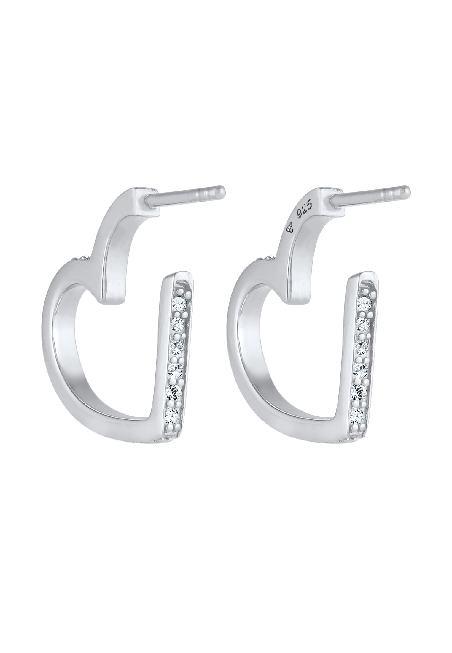 Elli Premium Paar Ohrstecker »Creolen Herz Liebe 925 Silber, mit Kristallen von Swarovski®«