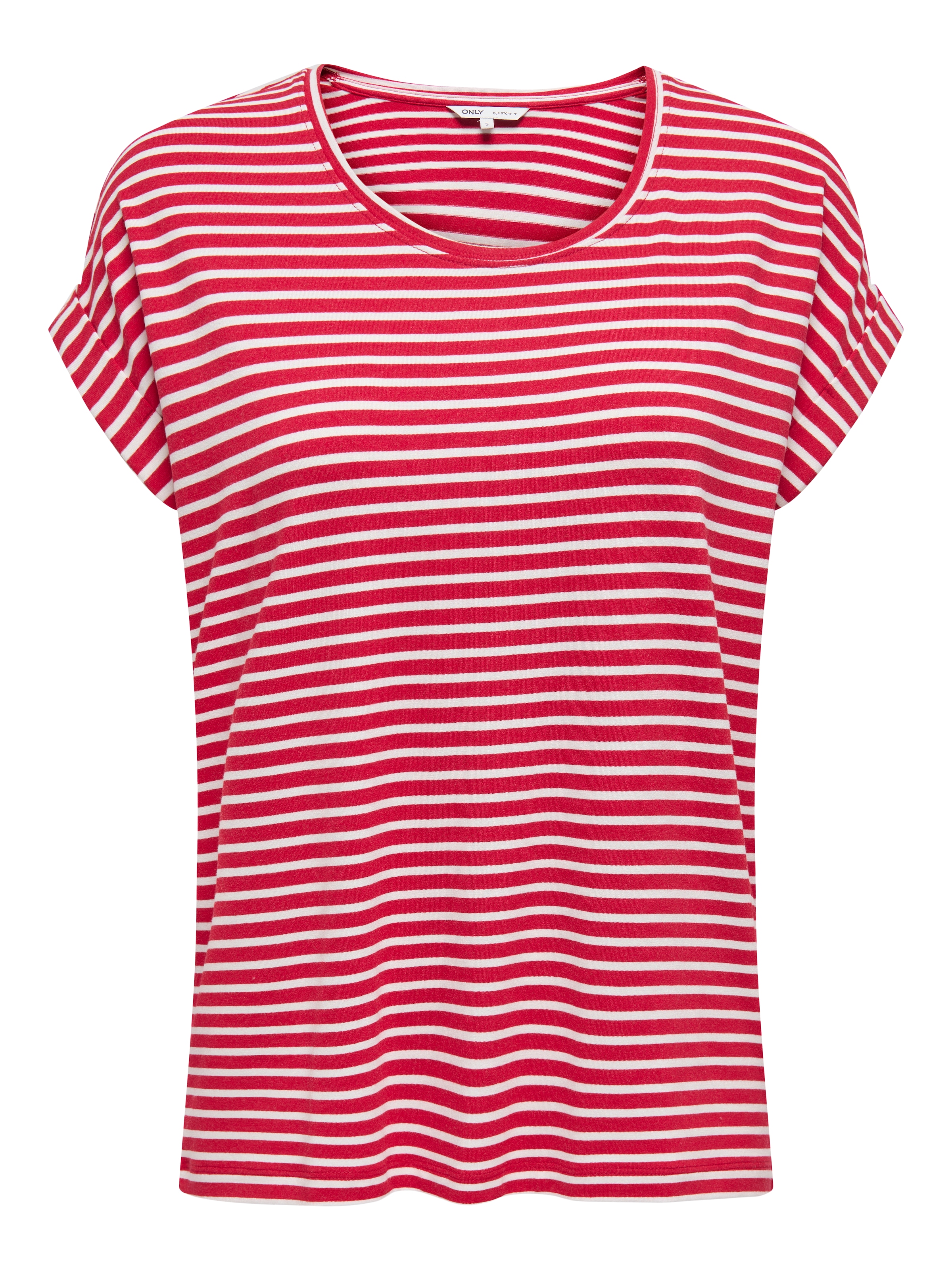 ONLY Kurzarmshirt »ONLMOSTER STRIPE S/S O-NECK TOP JRS NOOS« gestreift, lässig geschnitten, Jersey, Rundhals, Viskosemischung
