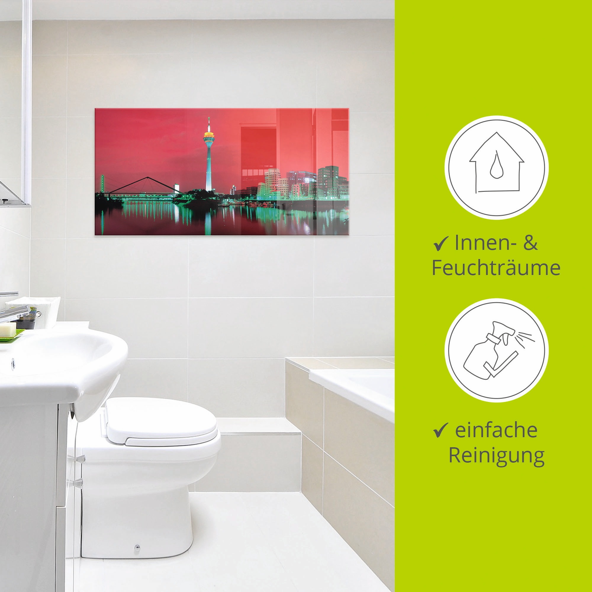 Artland Glasbild »Düsseldorf Skyline V«, Deutschland, (1 St.), in verschiedenen Größen