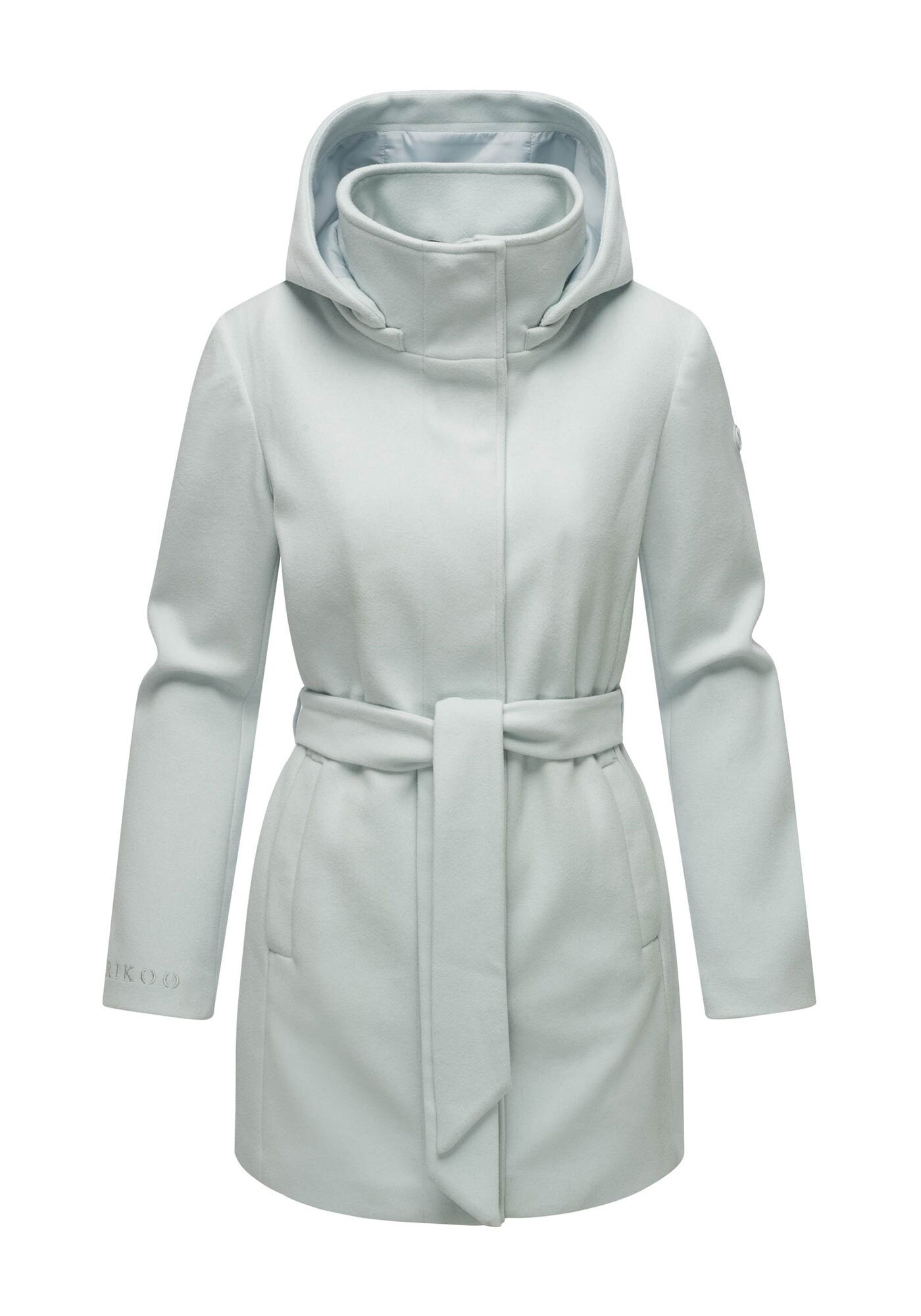 Marikoo Kurzmantel »Katalinaa«, Eleganter Wickel Mantel mit Taillengürtel und Oversized Hood Kapuze