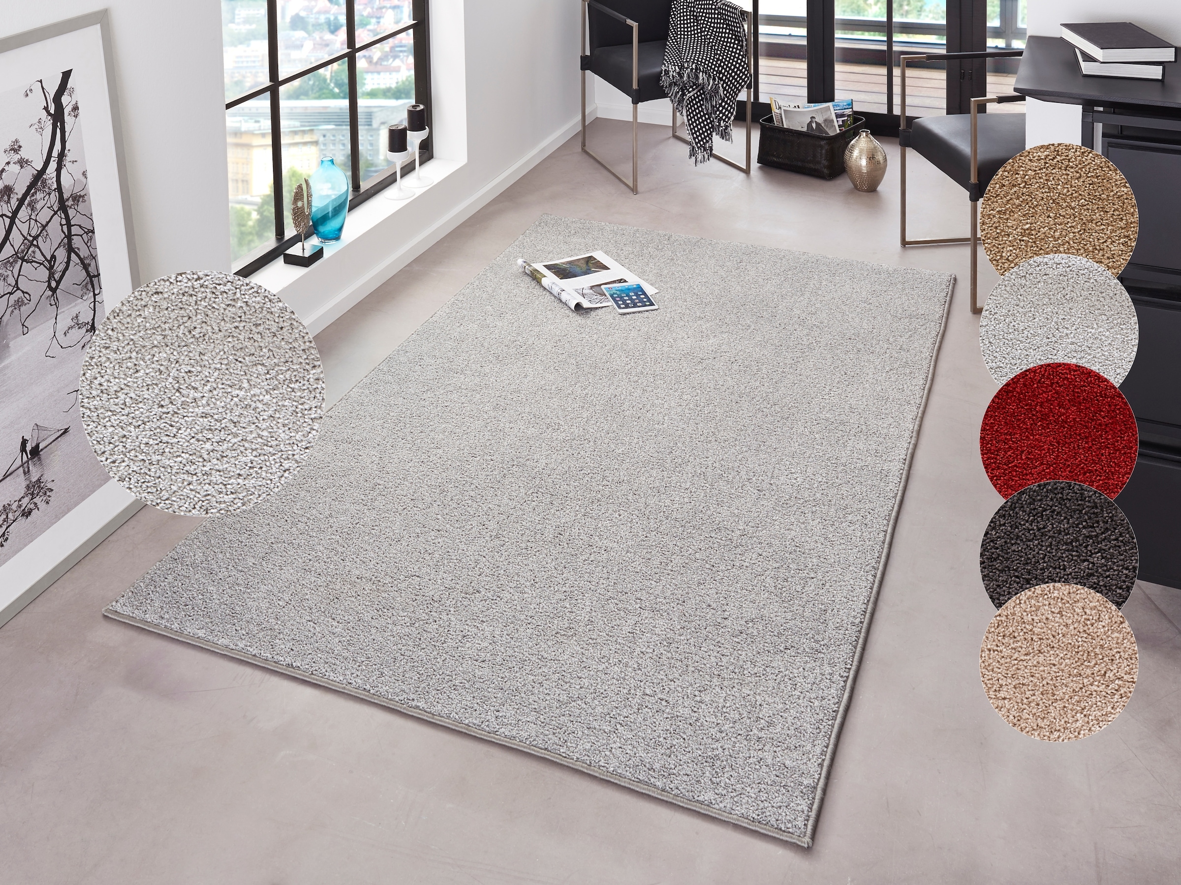 HANSE Home "Pure 100 Kurzflor" rechteckig 13 mm Höhe Kurzflor, uni, umkettelt, Läufer, Wohnzimmer, Kinderzimmer, Flur
