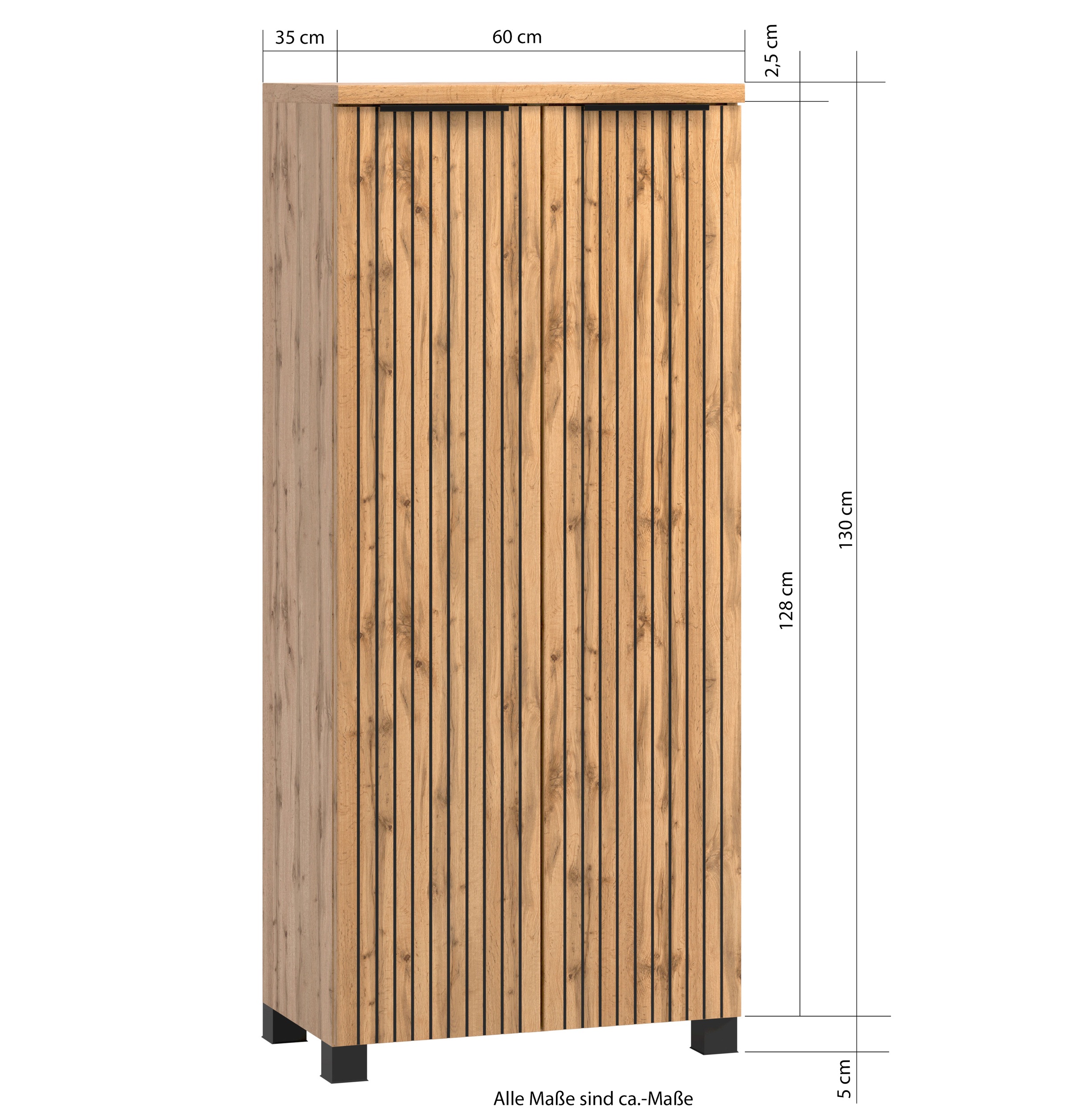 welltime Midischrank, Welltime, Breite 60 cm, 2-türig, gedämpft