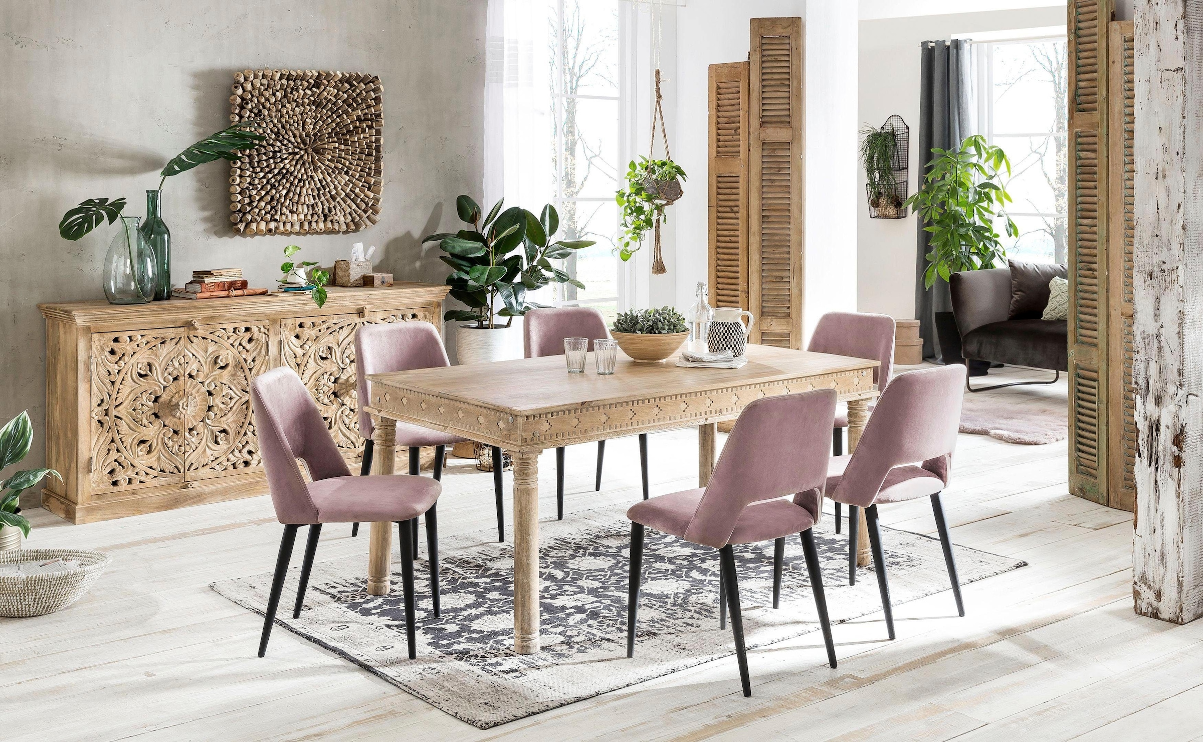 SIT Esstisch »Lakadee«, mit detailreichen Schnitzereien
