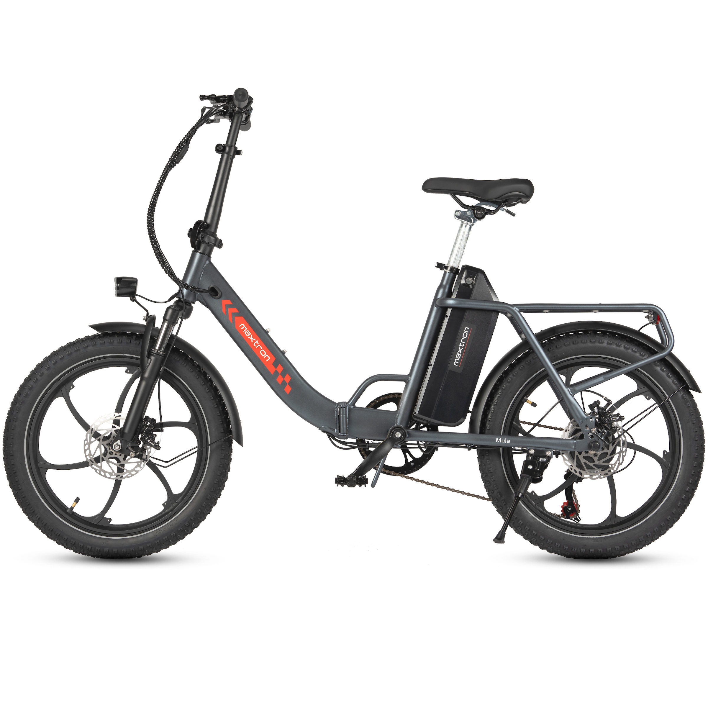 Maxtron »Maxtron MULE Klapprad« 7 Gang Shimano ALTUS Schaltwerk Kettenschaltung 350 W Packung,  Stadt & Abenteuer: 20" Fatbike mit XXL 20Ah Akku.