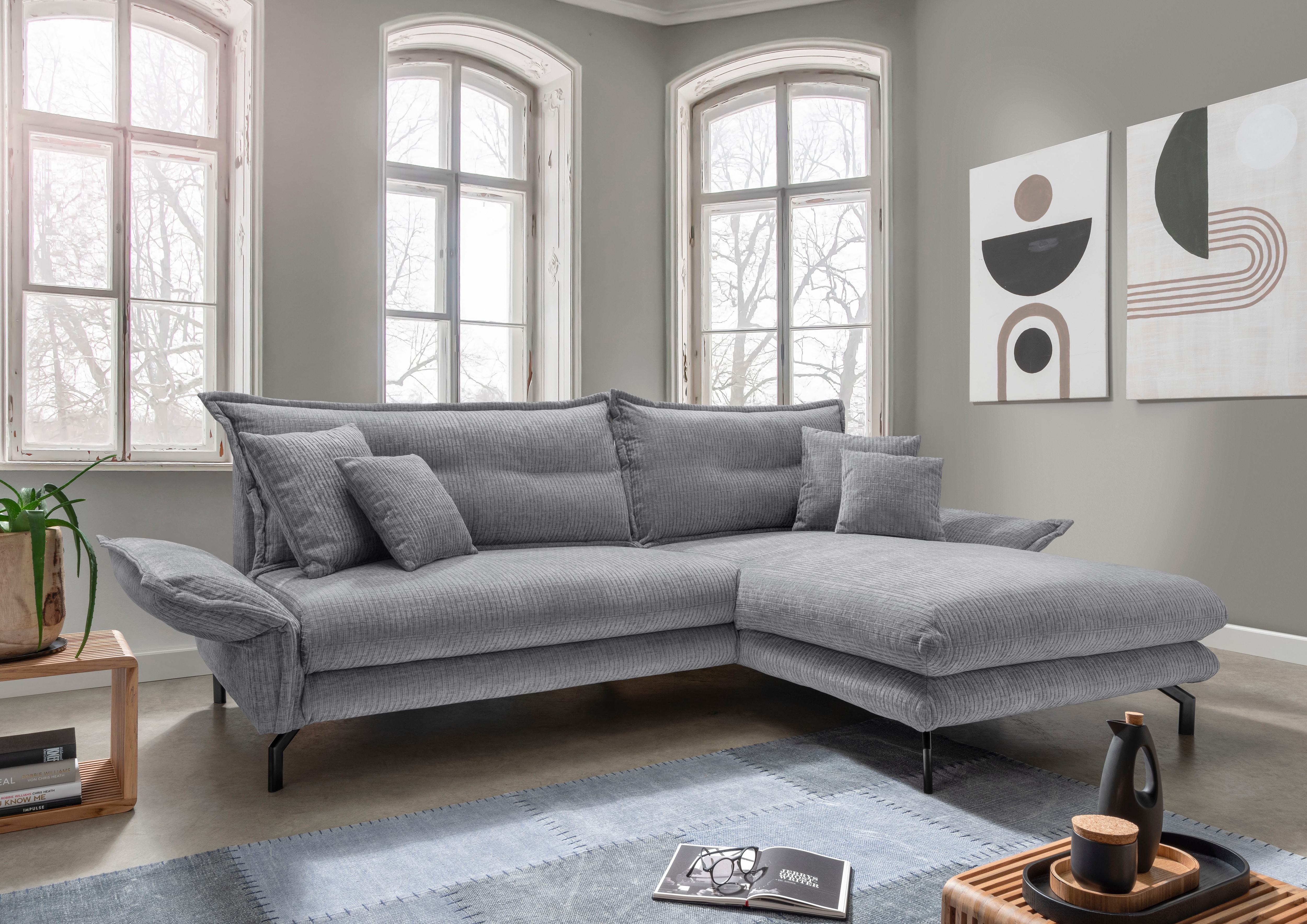 Home affaire Ecksofa "Lava modern & bequem, Breite 255cm, tolle Detailverarbeitung" Armlehnen verstellbar