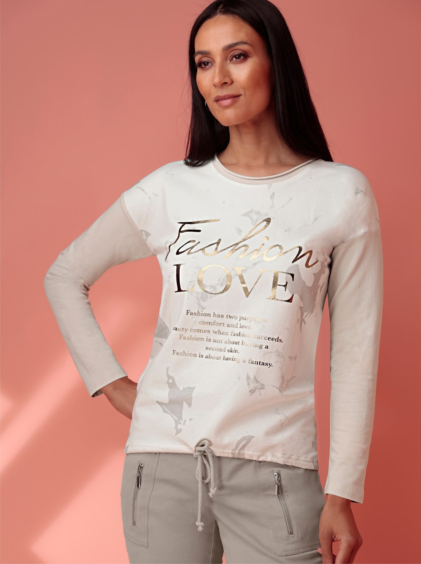 heine Langarmshirt "Druck-Shirt", (1 tlg.) günstig online kaufen