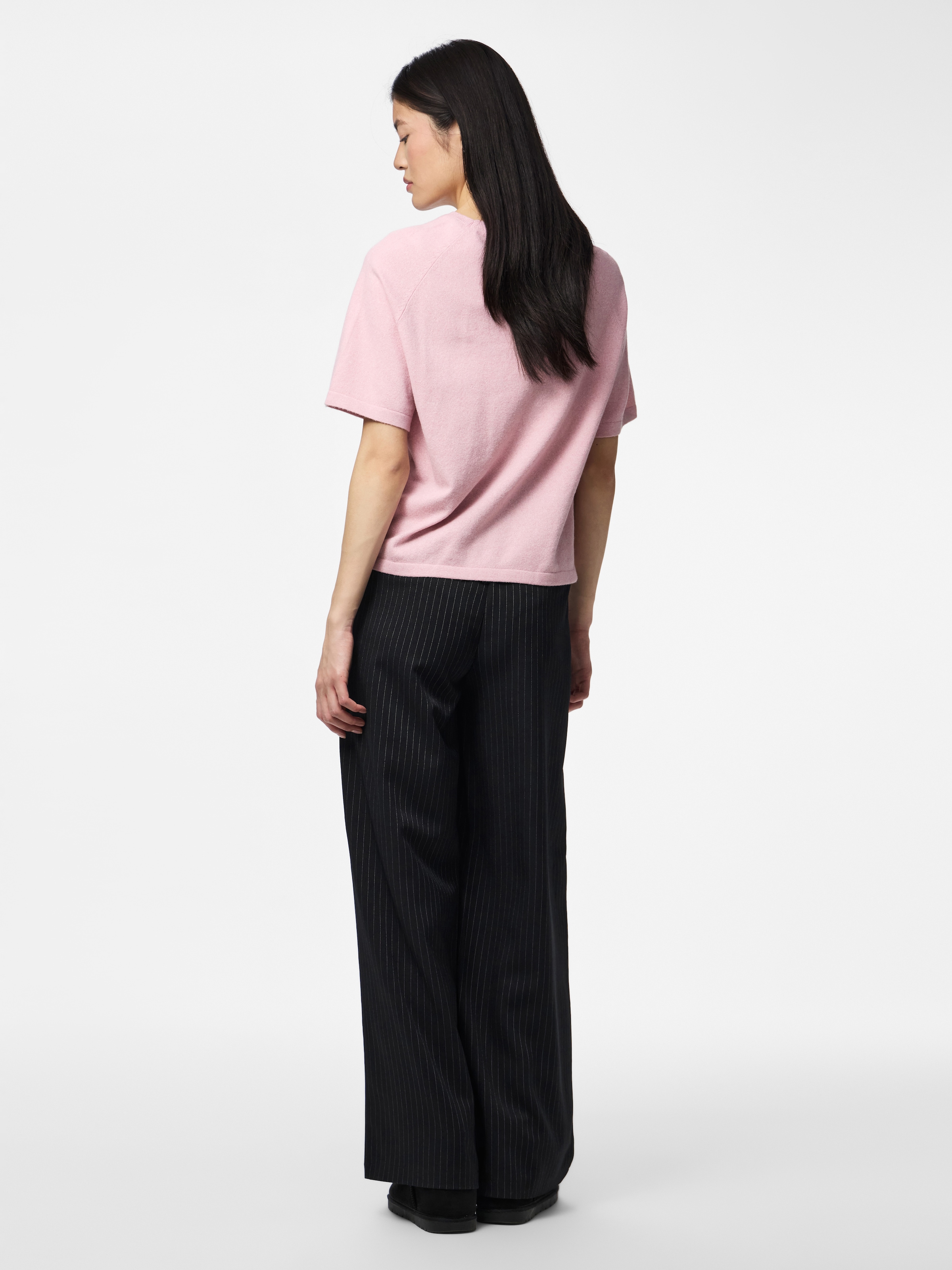 pieces Kurzarmpullover »PCBREE SS O-NECK KNIT NOOS BC« Materialmix, regular fit