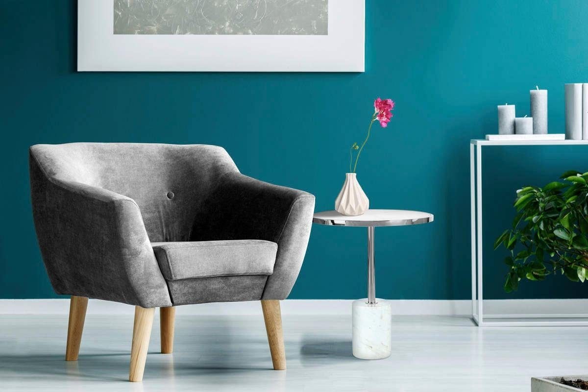 Kayoom Beistelltisch »Lana 525, luxuriöser Beistelltisch, Glamour-Optik, edles Metallgestell«, (1 St.), Ablage in Marmoroptik, Standfuß aus echtem Marmor, hochwertig
