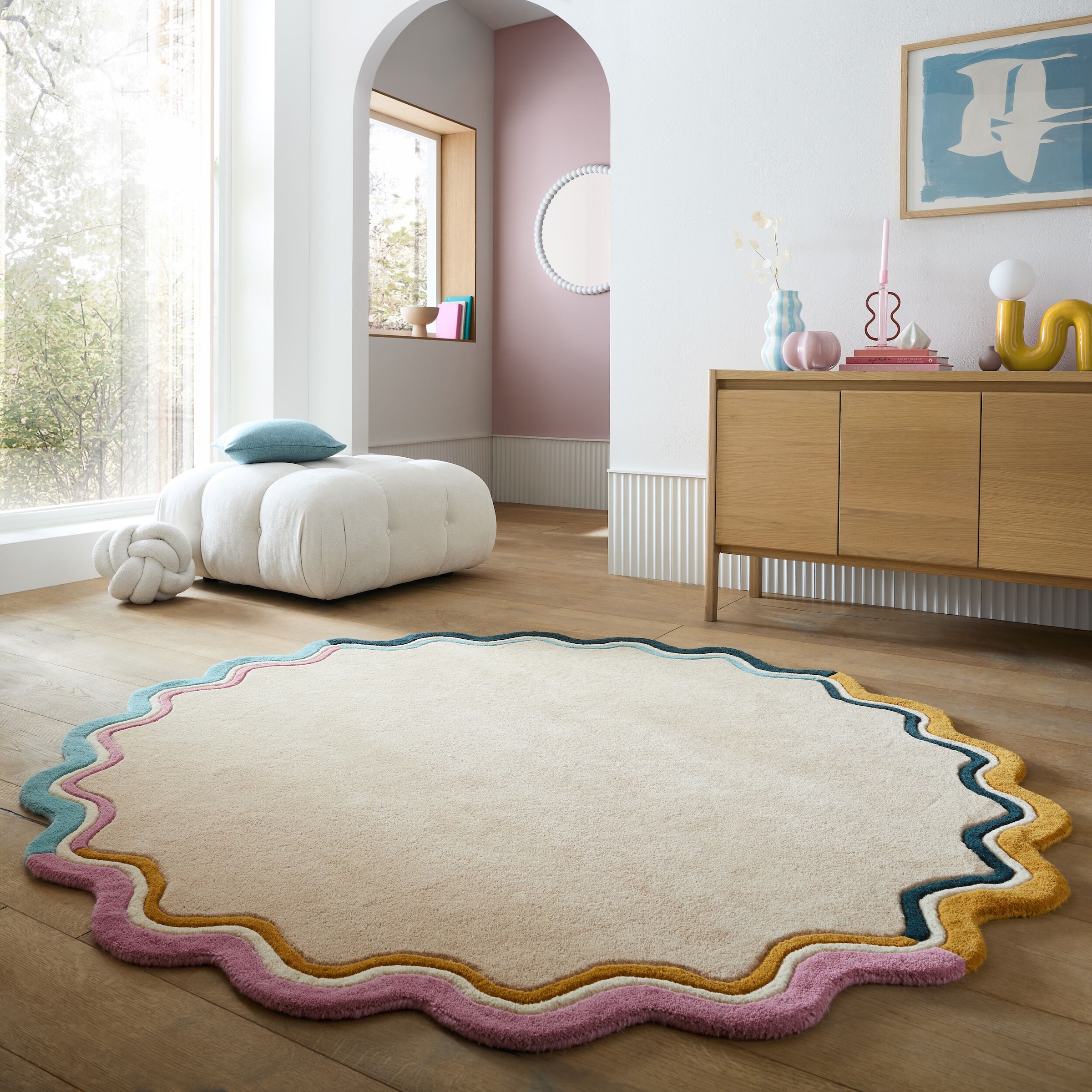FLAIR RUGS Teppich »LEO SCALLOP BORDER« rund 8 mm Höhe