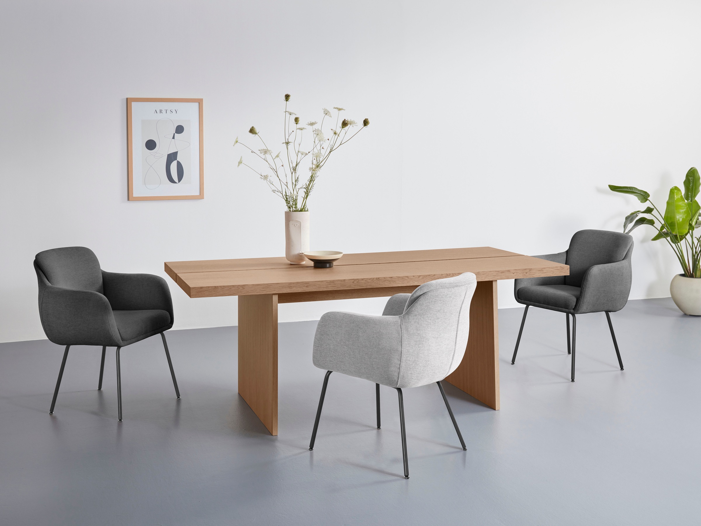 LeGer Home by Lena Gercke Esszimmerstuhl »Donnica, TOPSELLER!«, Webstoff, pflegeleichter Webstoff, eine Eiche massiv, Schalenstuhl