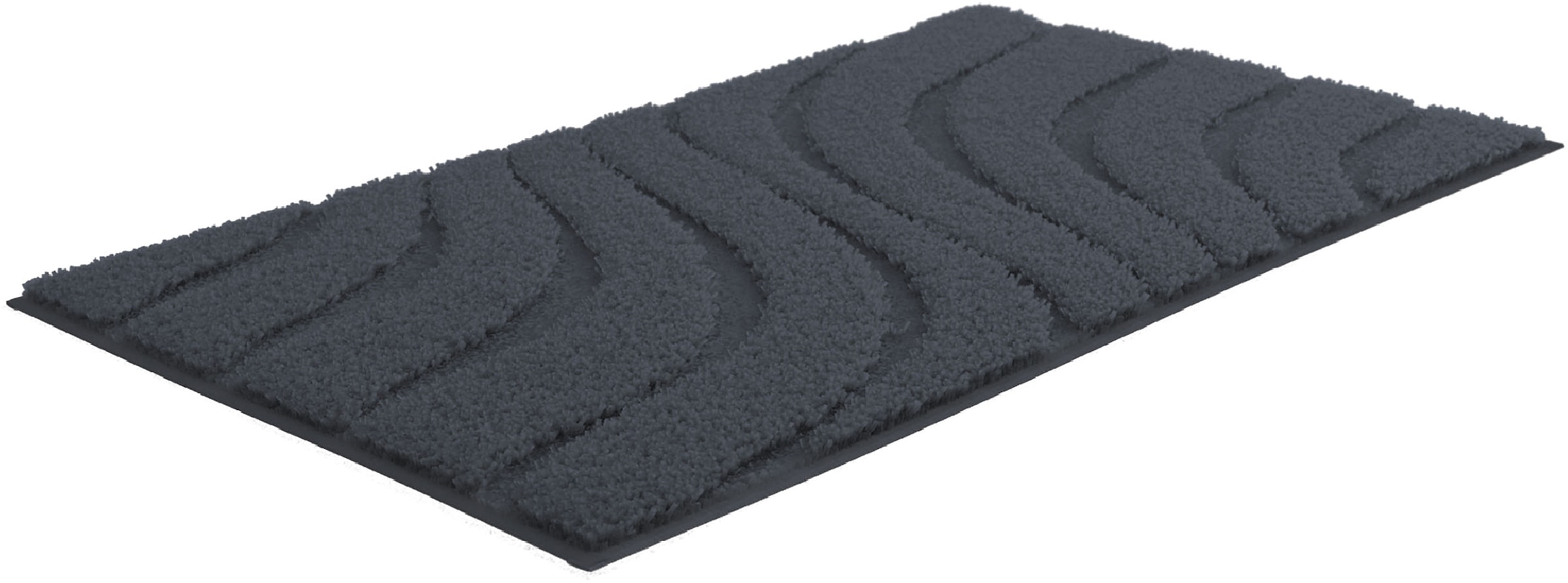 OTTO home Badematte »Levii, Badvorleger, Badezimmer Teppich, sehr weich«, rutschhemmend beschichtet, schnell trocknend-fußbodenheizungsgeeignet, Hoch-Tief-Effekt, weiche Haptik, Made in Europe