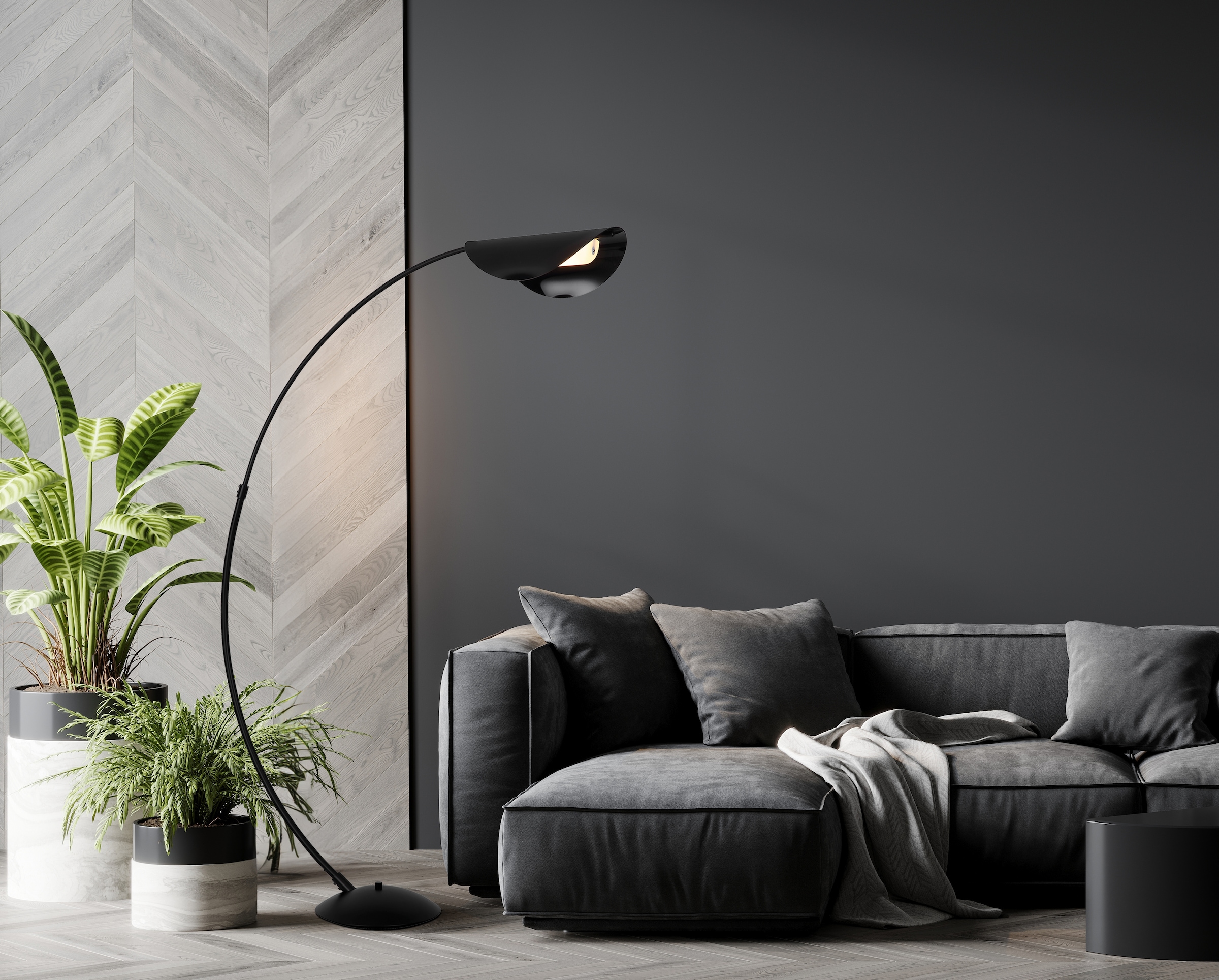 GLOBO LIGHTING Stehlampe »ROBLES« LED-Modul 1 Stk. Warmweiß LED Stehleuchte für Wohnzimmer dimmbar schwarz
