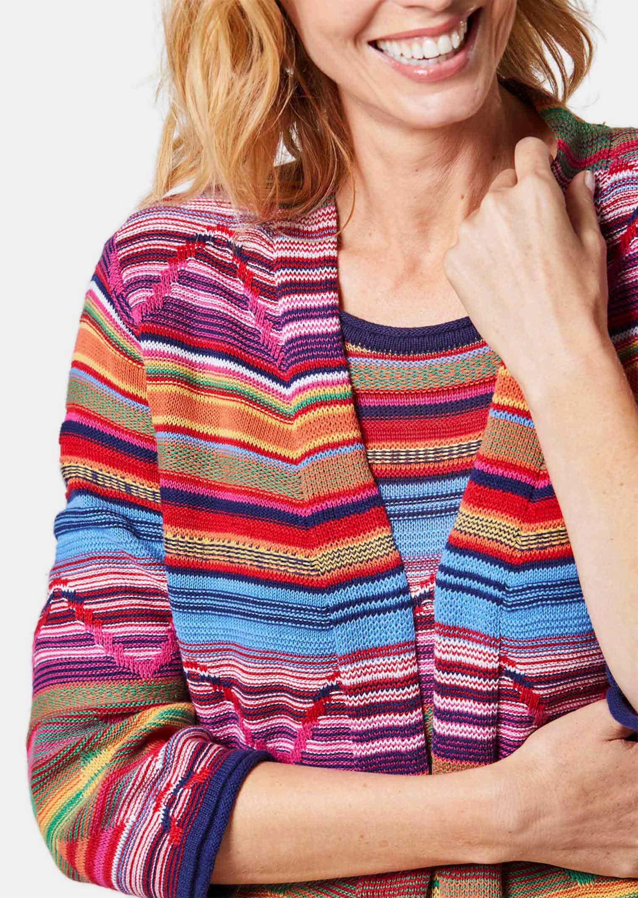 GOLDNER Strickjacke »Strickjacke Abstrakt gemusterte Jaquardstrickjacke in offener Schnittform«