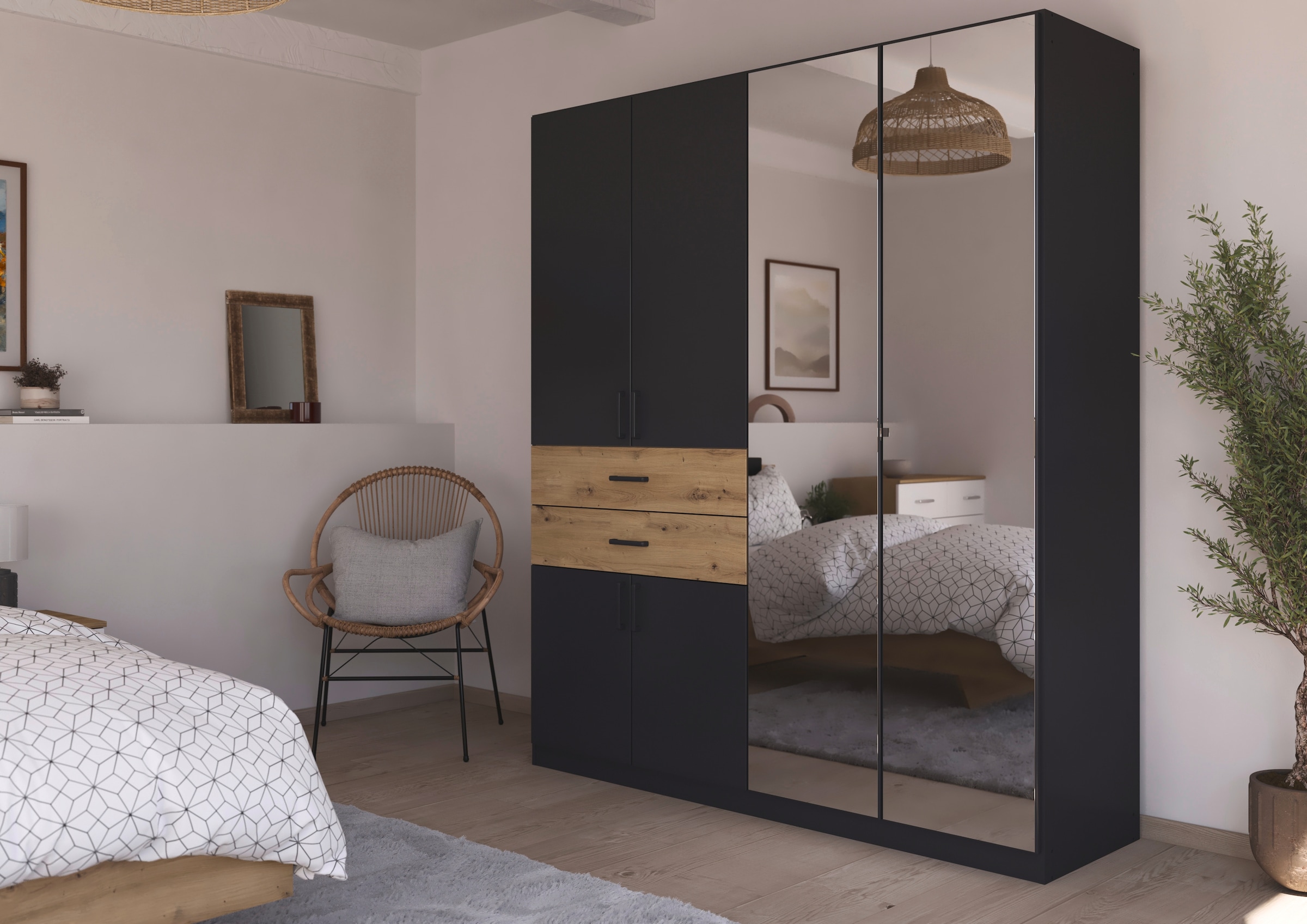 rauch Drehtürenschrank "Maika" mit Spiegel, 2 Schubladen, in verschiedenen günstig online kaufen