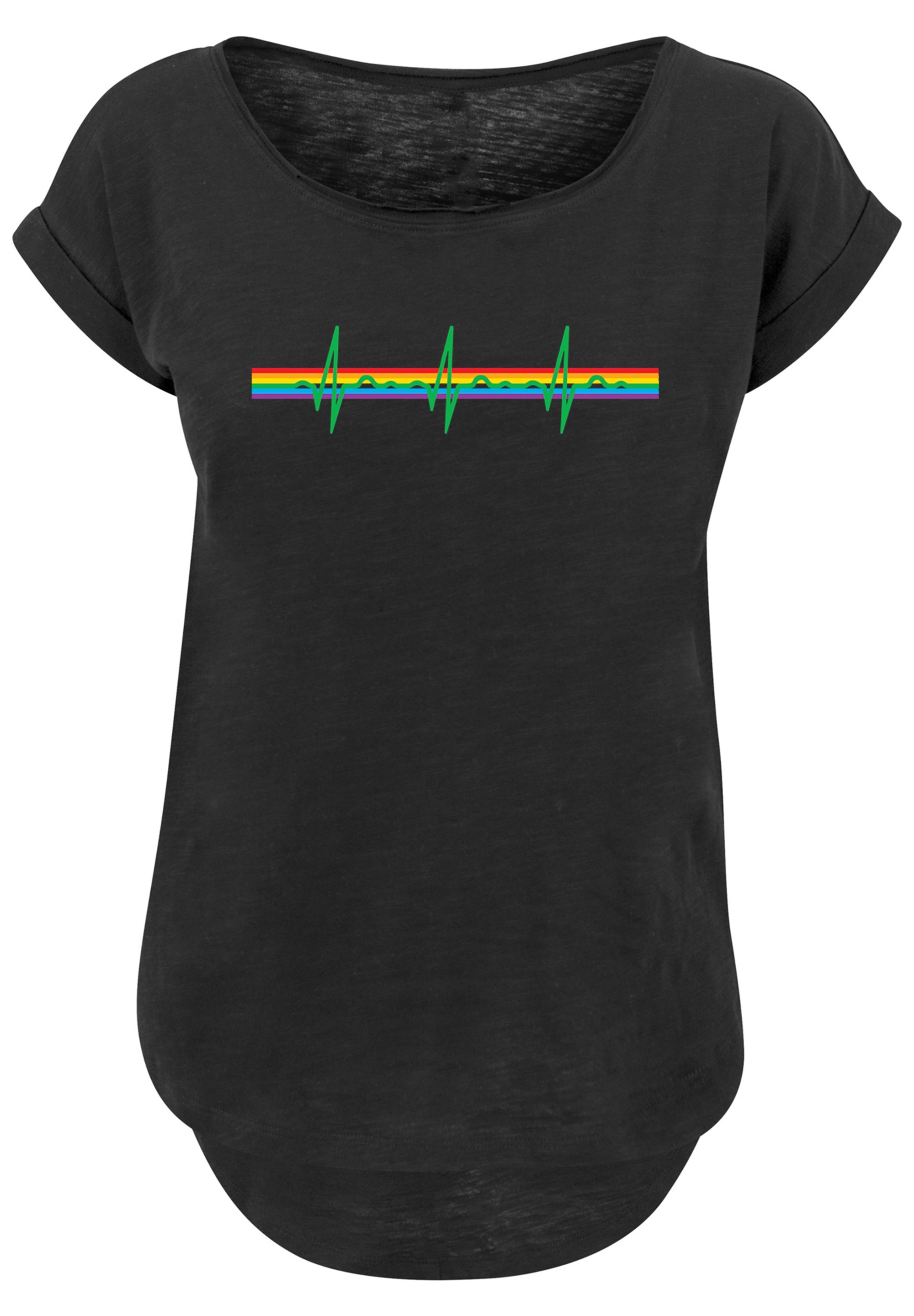 F4NT4STIC T-Shirt »Pink Floyd Prism Heartbeat Rainbow Regenbogen«, Print
