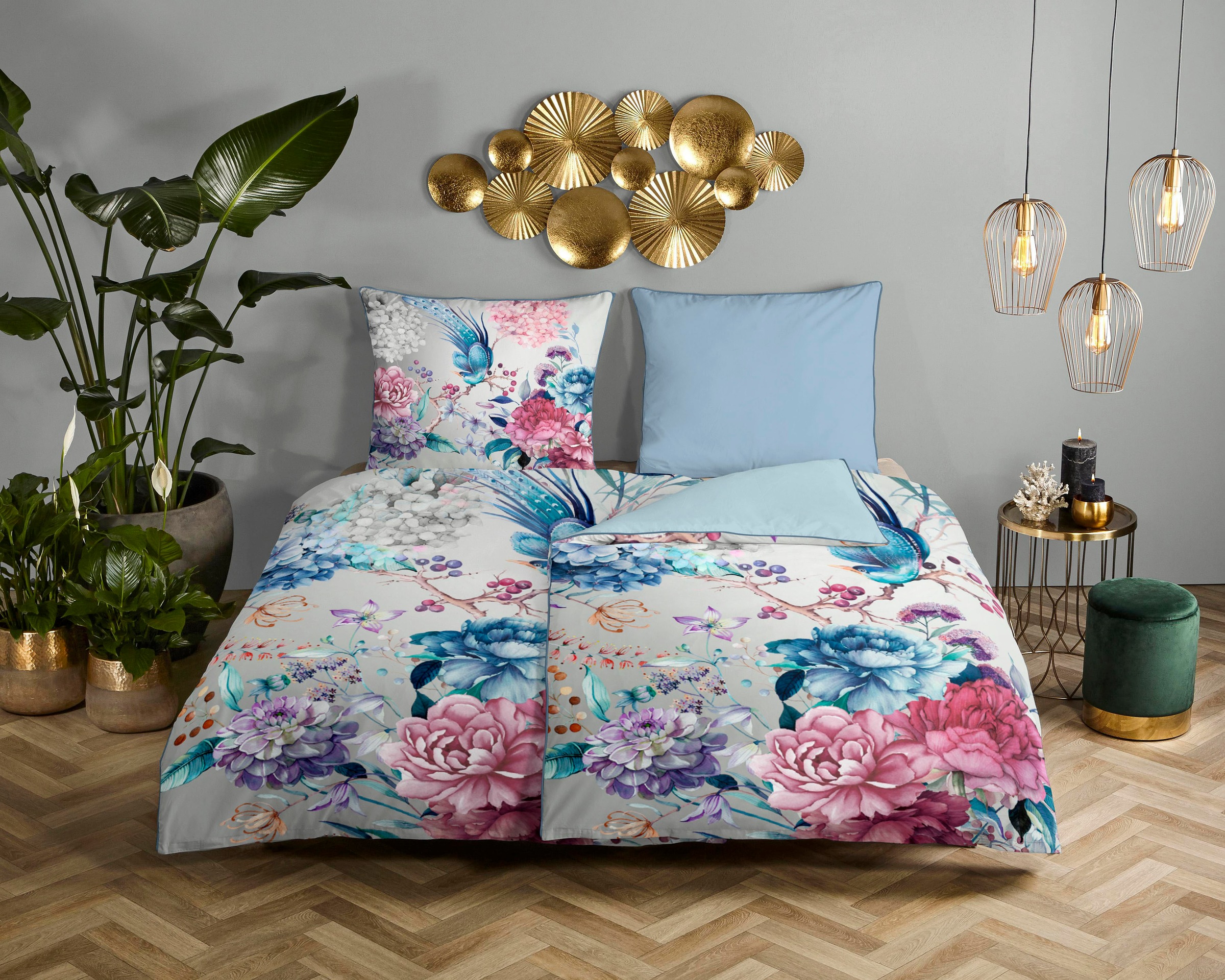 Descanso Wendebettwäsche "Ignadi" Baumwolle, Satin, 135x200, Biese, Reißver günstig online kaufen