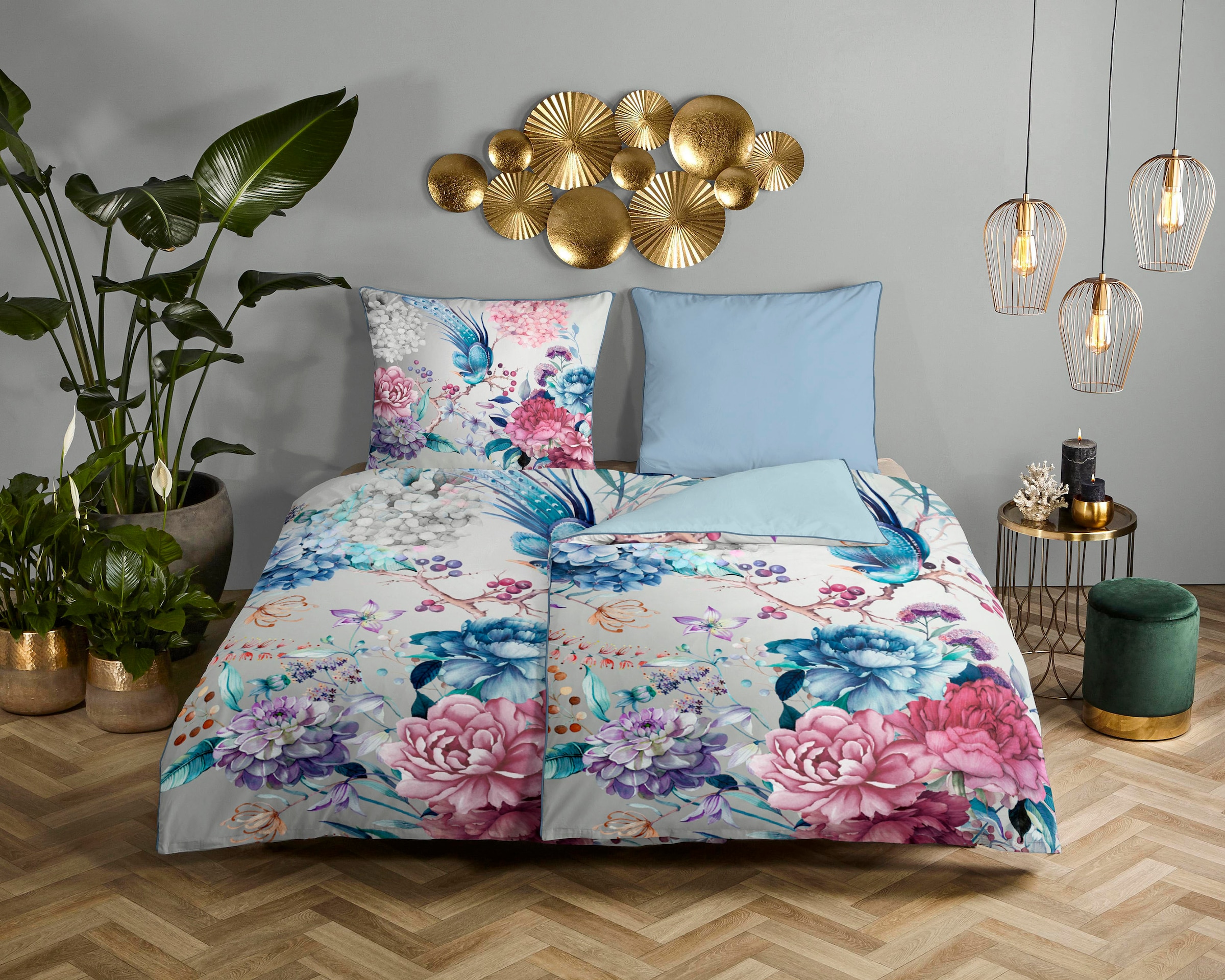 Descanso Wendebettwäsche "Mondet" 2 Stk. tlg. Baumwolle, Satin, 135x200, Bi günstig online kaufen