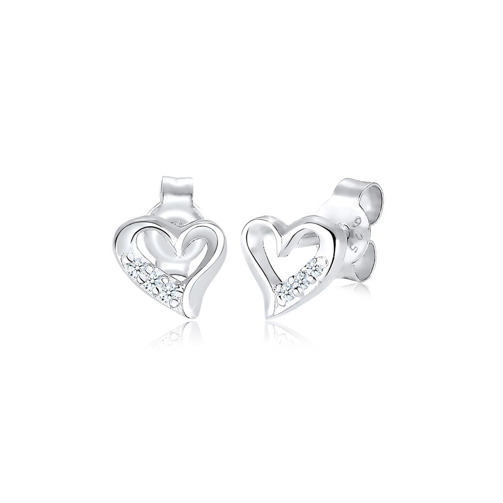 Elli DIAMONDS Paar Ohrstecker »Herz Liebe Diamant (0.03 ct.) 925 Silber«