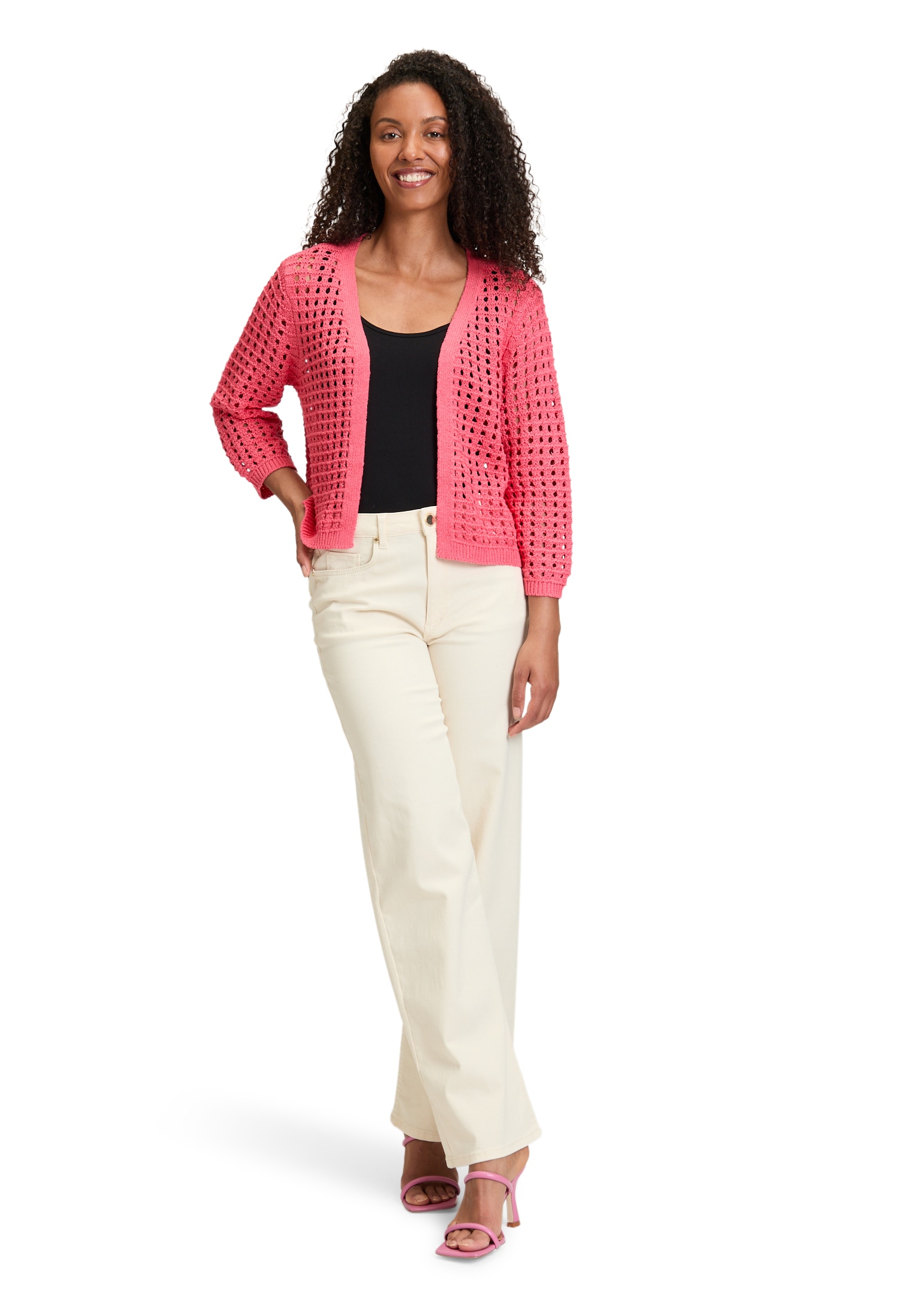 Betty Barclay Strickjacke »Betty Barclay Casual-Strickjacke mit Effektgarn«, Häkelstich