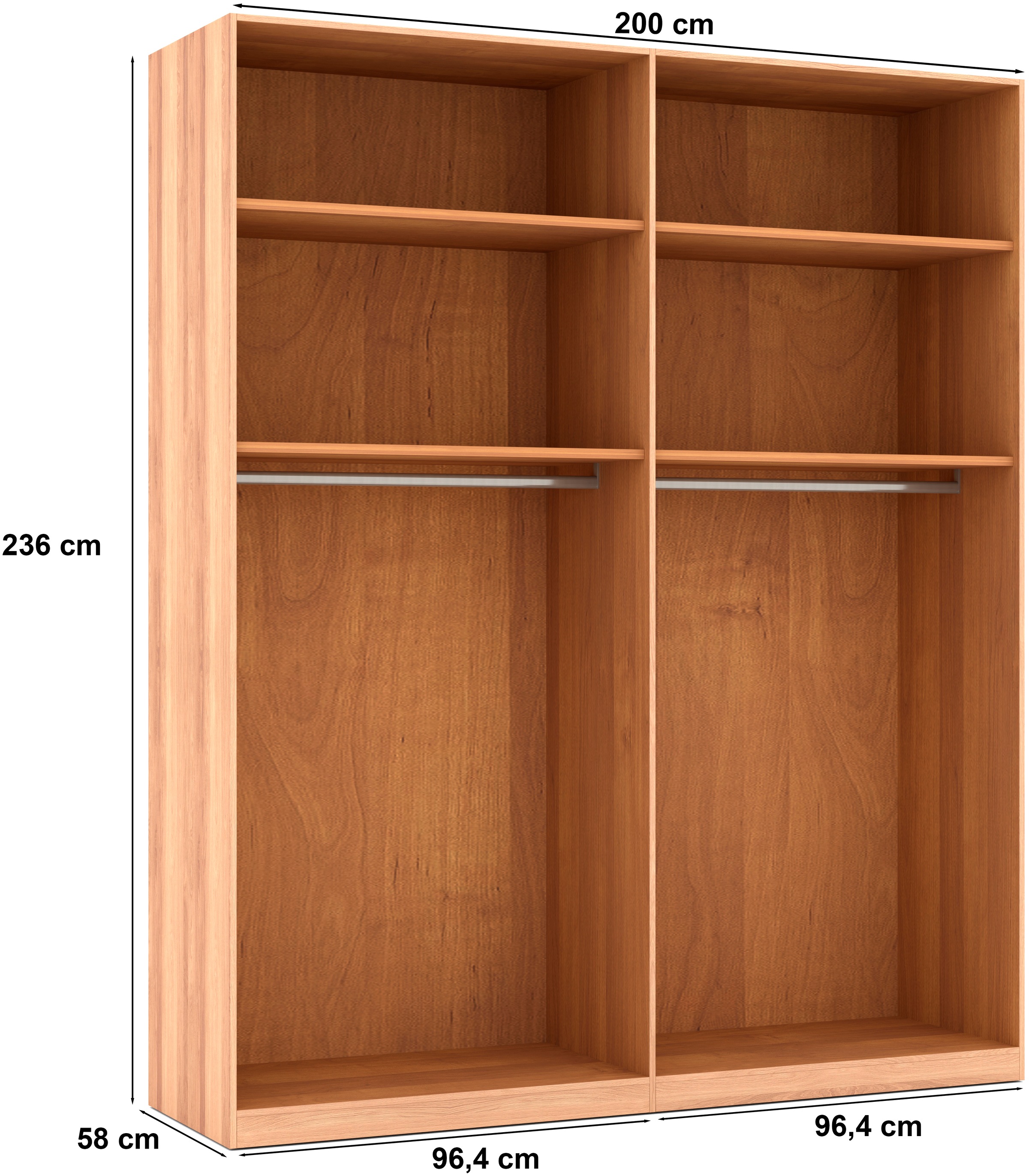 Musterring Drehtürenschrank »Sorrent, Kleiderschrank, Schrank, teilmassiv Eiche«, (mit Türdämpfern, in 5 Breiten & 2 Höhen, extra Böden, MADE IN GERMANY), Türen Eiche massiv oder als Parsol-Bronze-Spiegel, verschiedene Maße