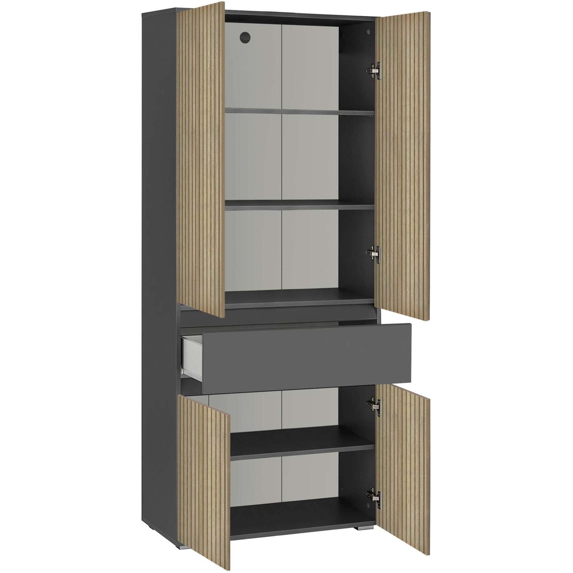 Home affaire Hochschrank »Wisla«, mit 4 Türen & 1 Schublade, Breite 76 cm, Höhe 180 cm