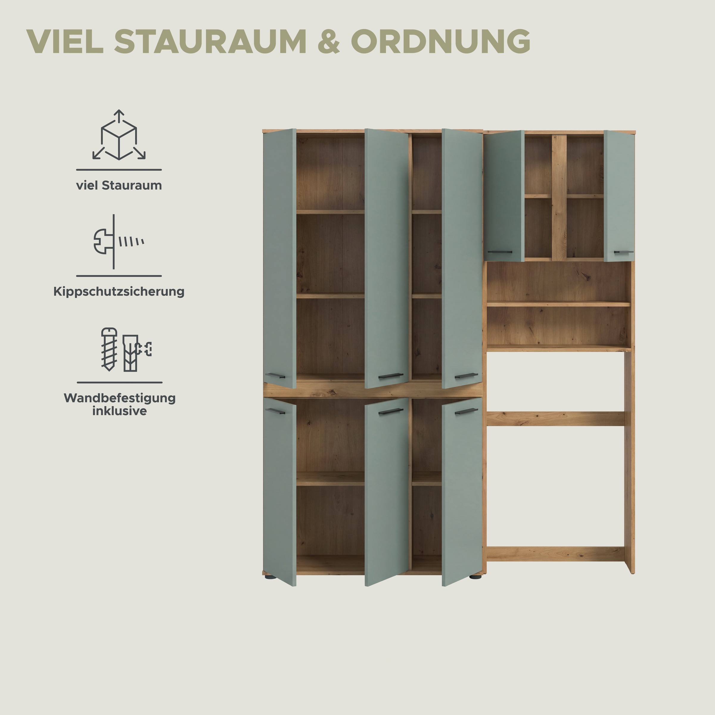 welltime Badmöbel-Set »LUCCA, 2-tlg. Badkombination, viel Stauraum, modernes Design« 2 Stk. tlg.