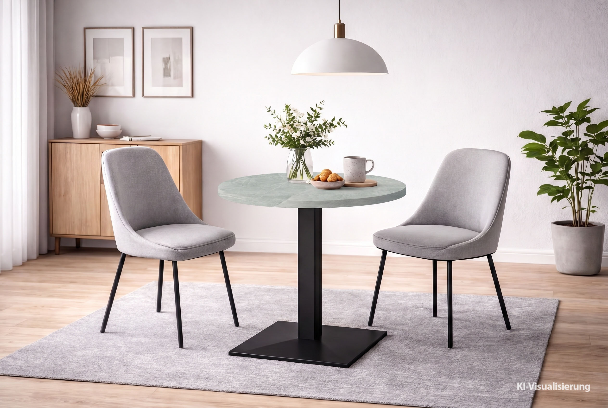 Mäusbacher "Big Bistro Metall" Quadrat-Säulengestell, eckige Platte Ø 70 cm H 75 cm