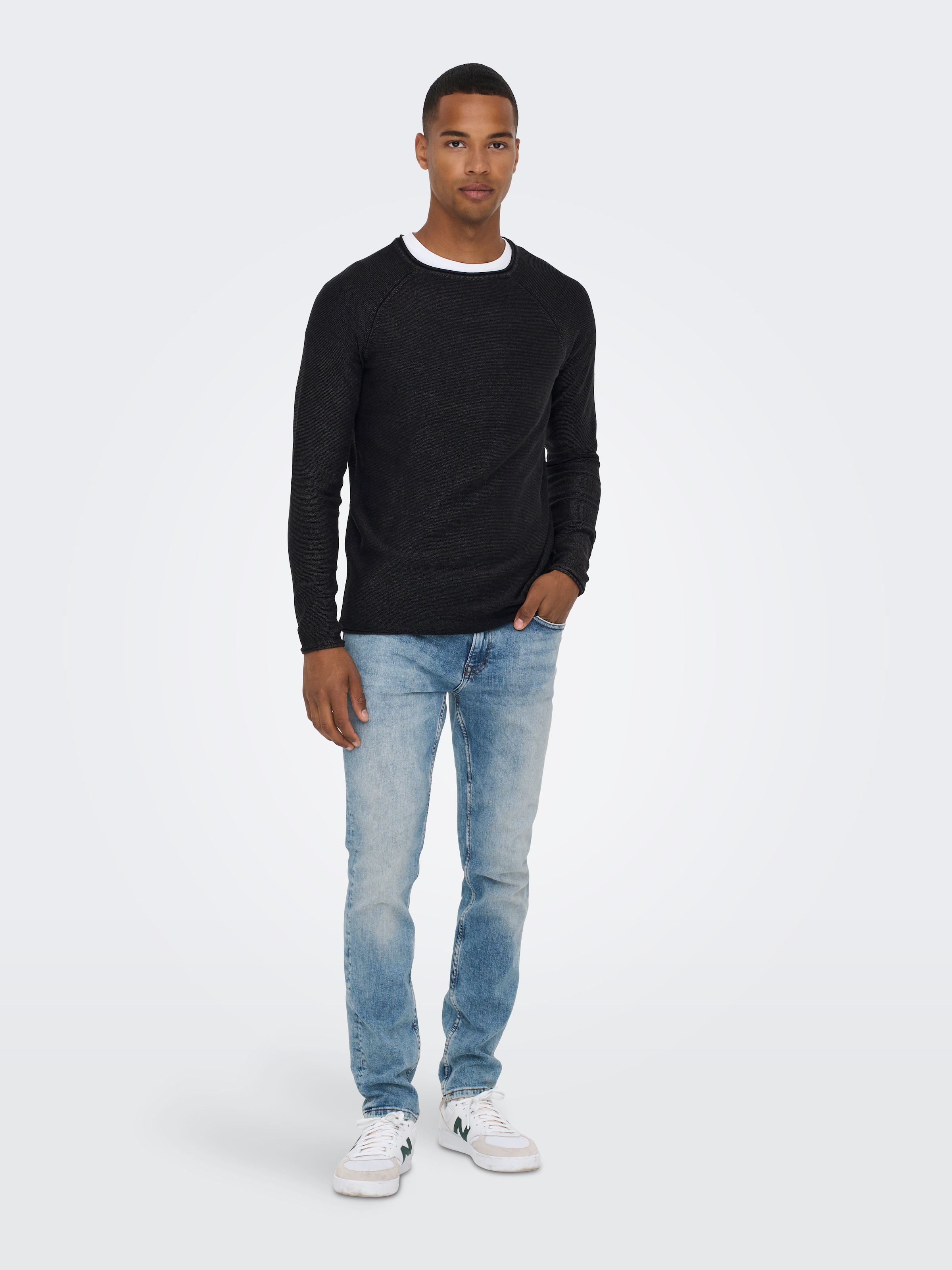 ONLY & SONS Slim-fit-Jeans »ONSLOOM SLIM EBONY 0366« mit niedriger Taille, sehr elastischer Denim