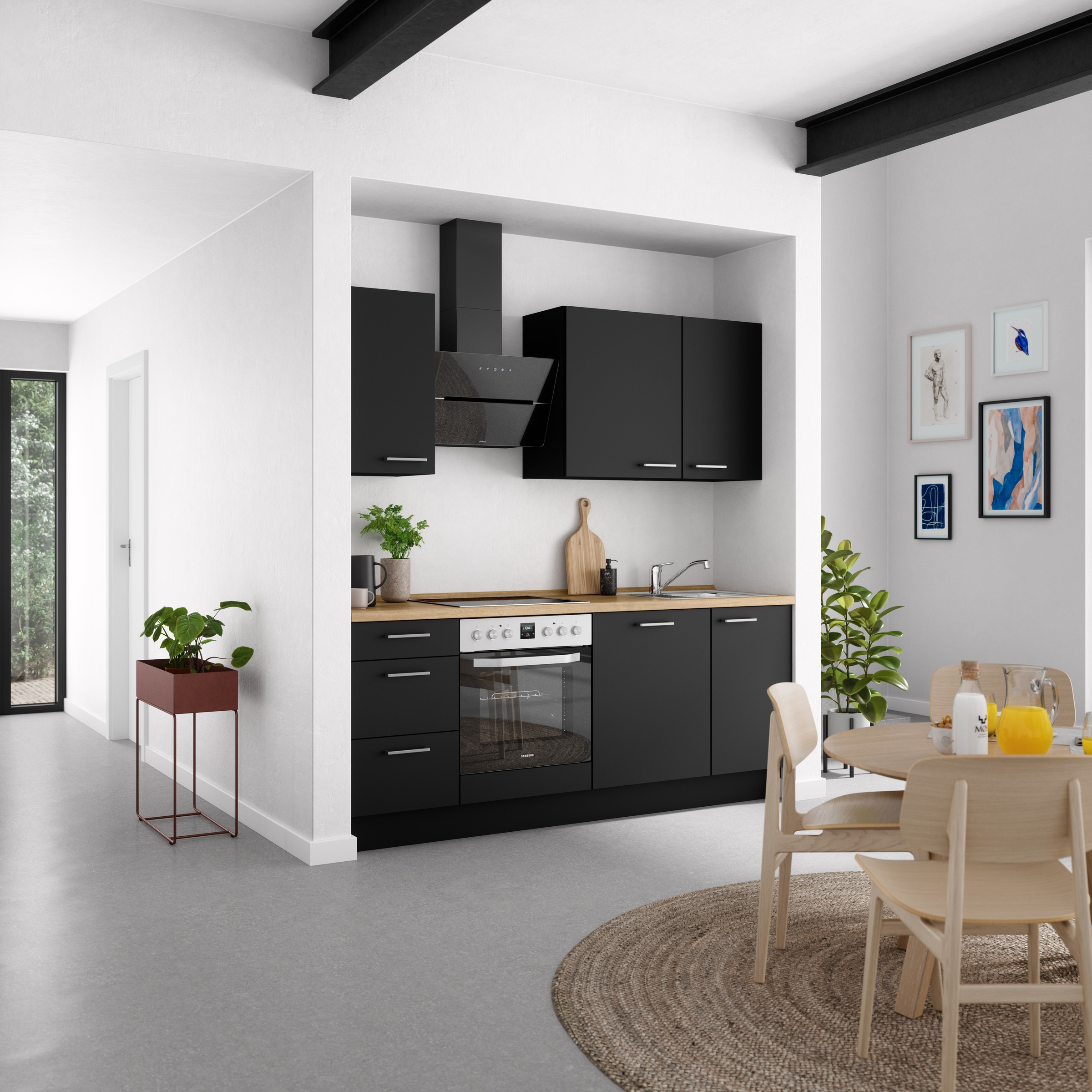 nobilia® Küchenzeile »"Touch II"«, vormontiert, Ausrichtung wählbar, Breite 210 cm, wahlw. mit E-Geräten