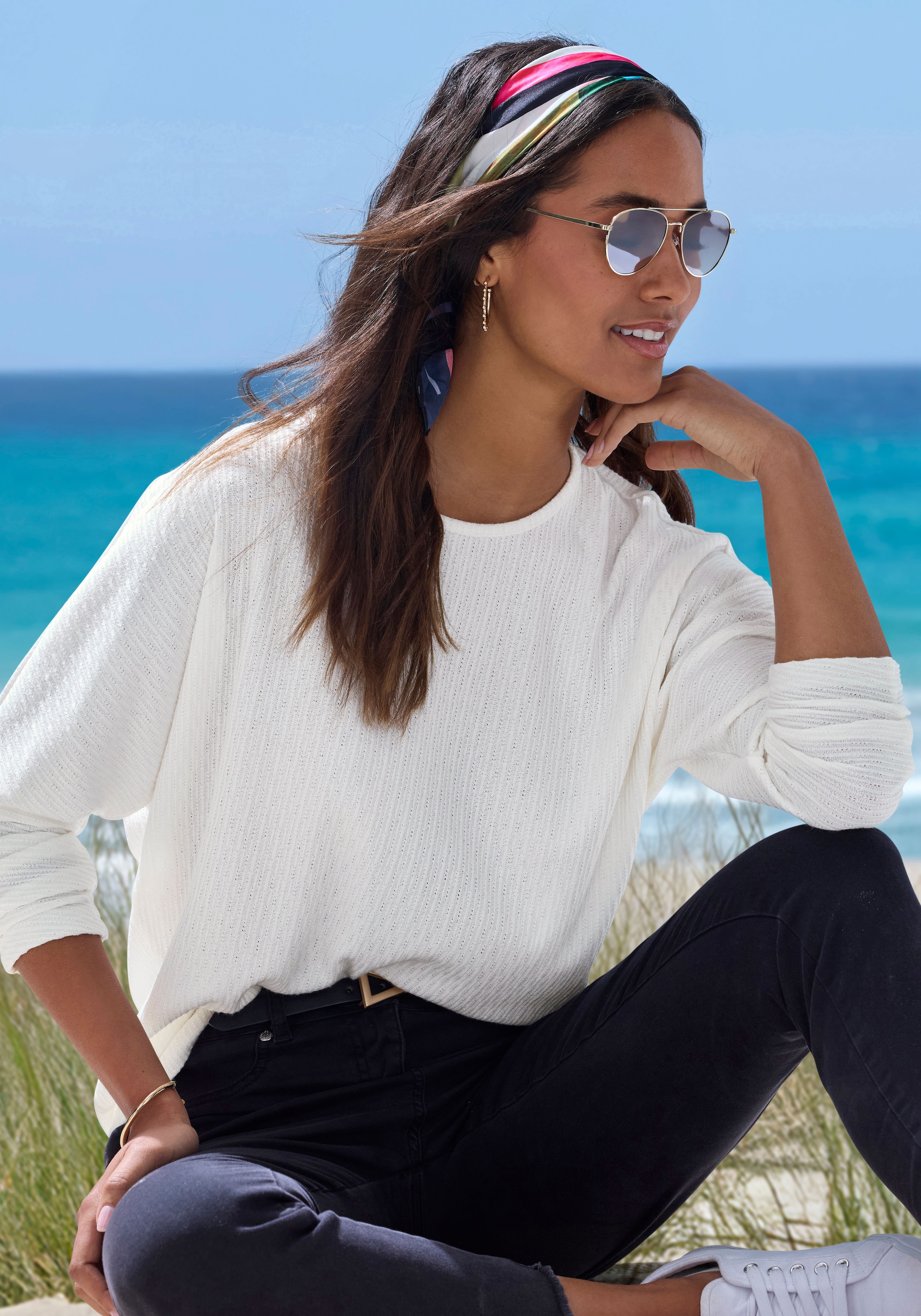 Vivance Langarmshirt »in modischer Struktur-Optik«, aus pflegeleichter Strickqualität mit Viskose