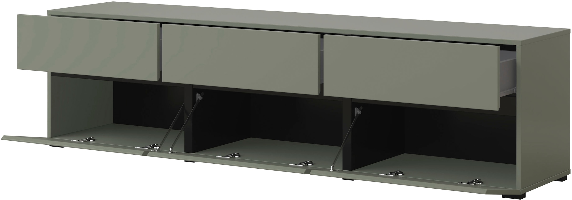 INOSIGN Lowboard »Cross, moderne grifflose TV-Kommode,3 Klappen/3 Schubkästen«, Breite 180 cm, TV-Schrank mit viel Stauraum, TV-Board