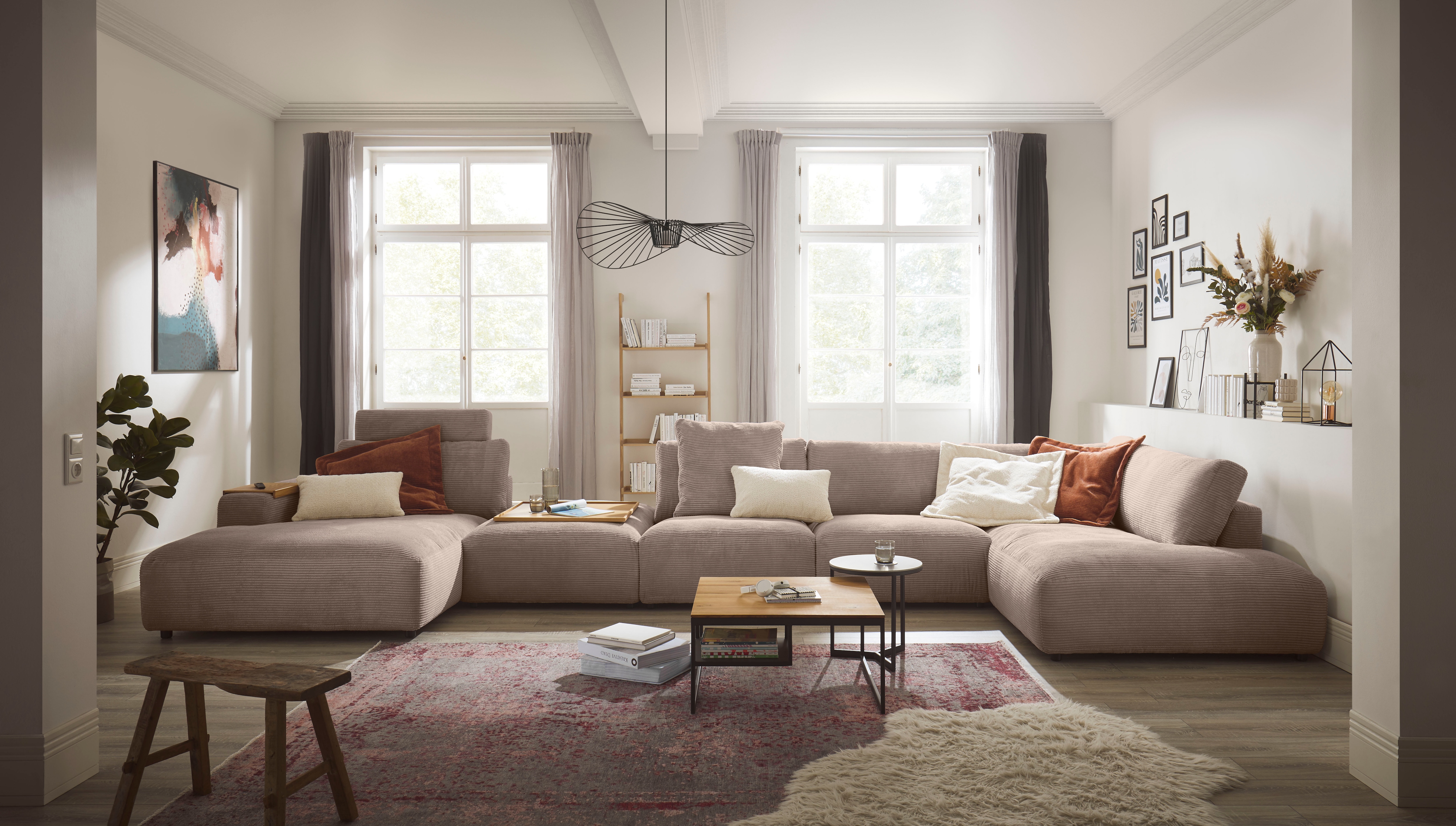 Musterring Wohnlandschaft "Lucia bequem und viel Platz, U-Form" Cord-Bezug, inklusive Kopfstütze, Gesamtbreite 524 cm