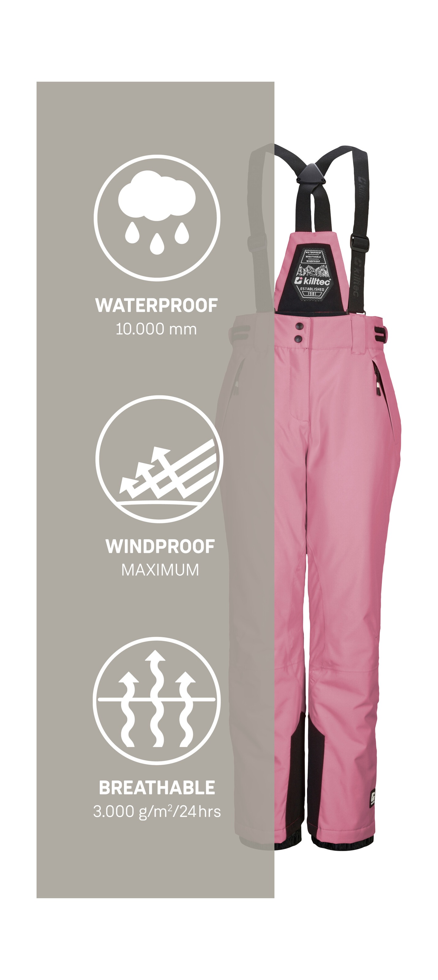 Killtec Skihose »KSW 213 GRLS SKI PNTS«, Wasserdichte, atmungsaktive Skihose mit verstellbarer Taille