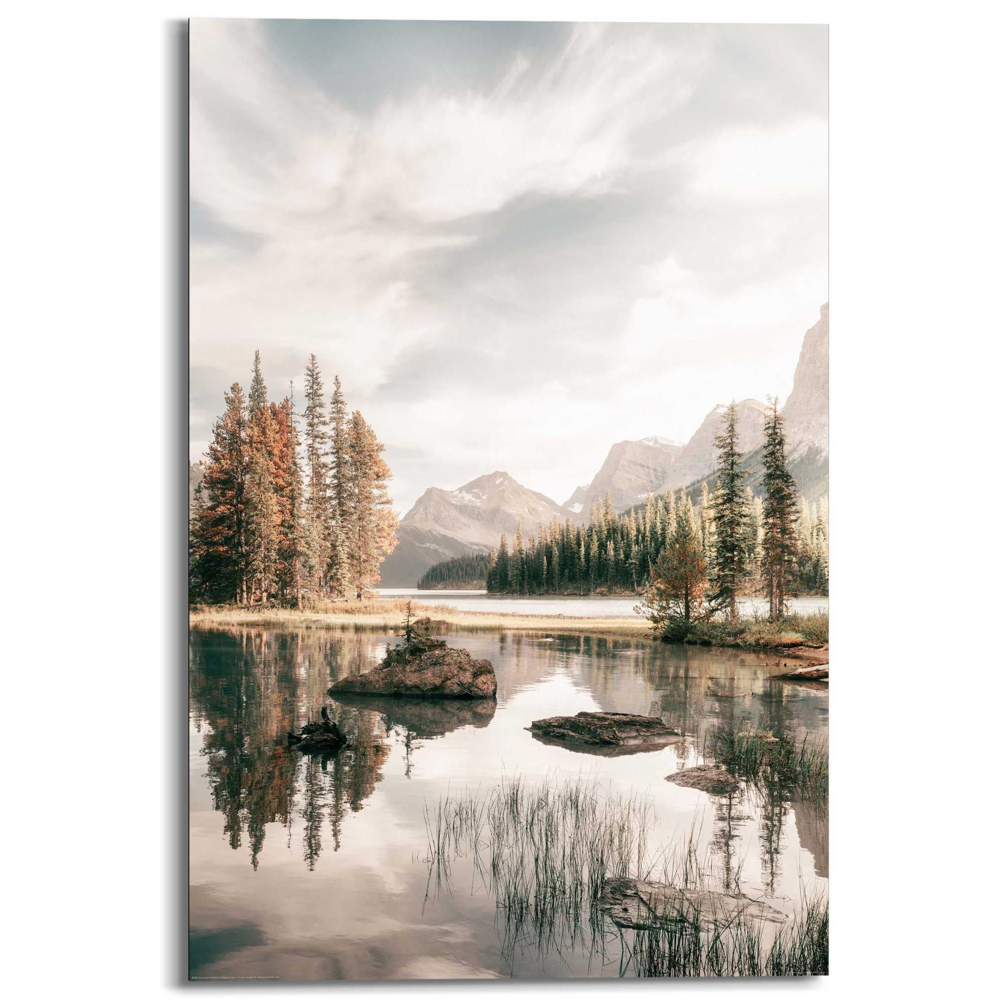Reinders! Deco-Panel »Berge am Wasser« Natur 1 Stk. tlg. Hobbyraum - Grün - MDF - Berge - 60x90 cm