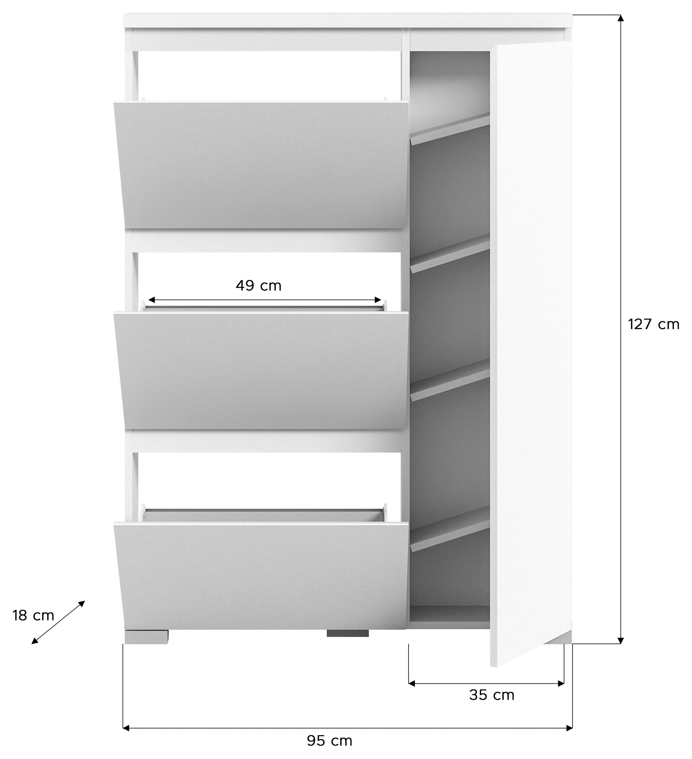 INOSIGN Schuhschrank »Skoskap, Tiefe 18cm, 3 Klappen, 1 Tür, Platz für ca. 12 Schuhpaare«, Schuhkipper, Schuhkommode, Schuhregal, Kommode, Anrichte