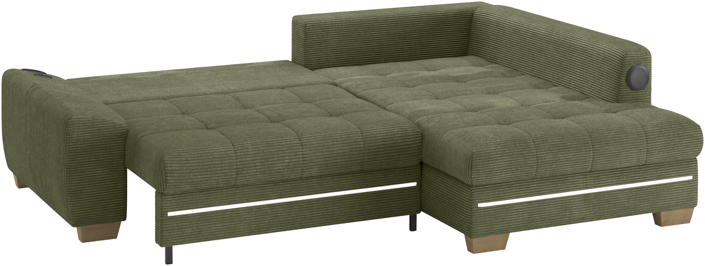 Mr. Couch Ecksofa »Nikita II, L-Form«, RGB-LED, Bluetooth-Soundsystem, wahlweise mit Bett, Bettkasten
