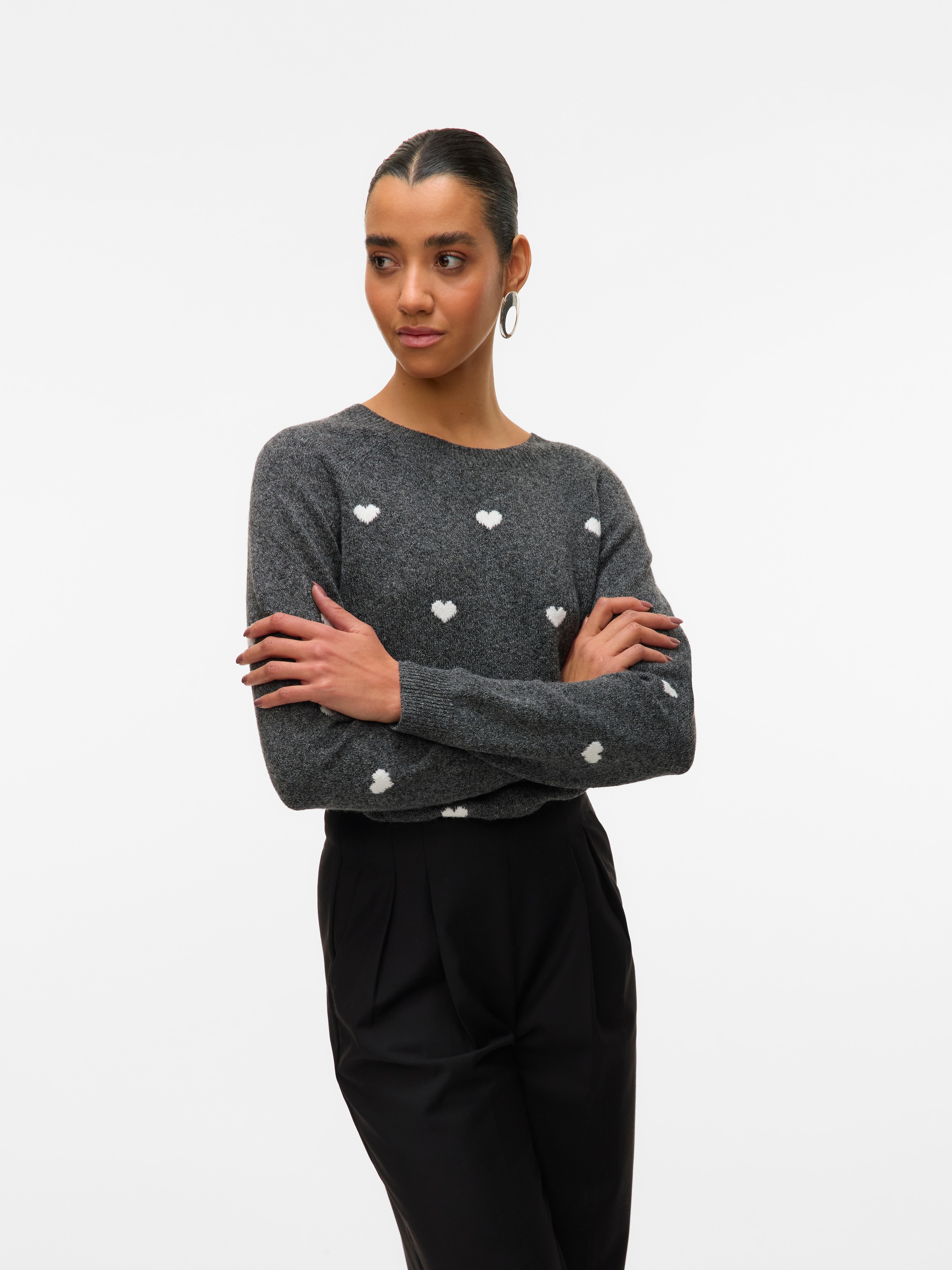 Vero Moda Rundhalspullover "VMDOFFY INTARSIA LS O-NCK PULLOV GA NOOS", mit günstig online kaufen