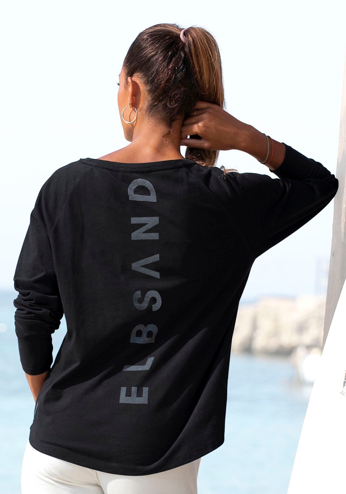 Elbsand Longsleeve "Tinna", mit Logodruck hinten, Langarmshirt aus Baumwoll-Mix, sportlich-casual