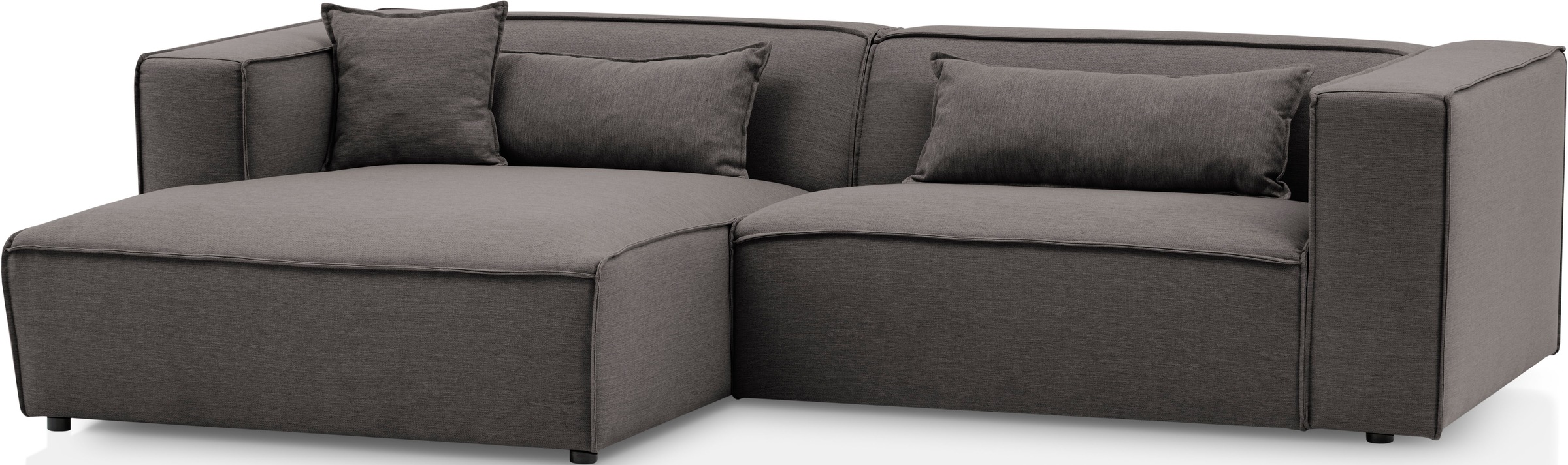 LeGer Home by Lena Gercke Ecksofa »PIARA mit Kedernaht in Cord oder Leinenoptik, moderne Couch in L-Form«, wahlweise Ottomane rechts/links, schwarze Füße, bequemer Sitzkomfort