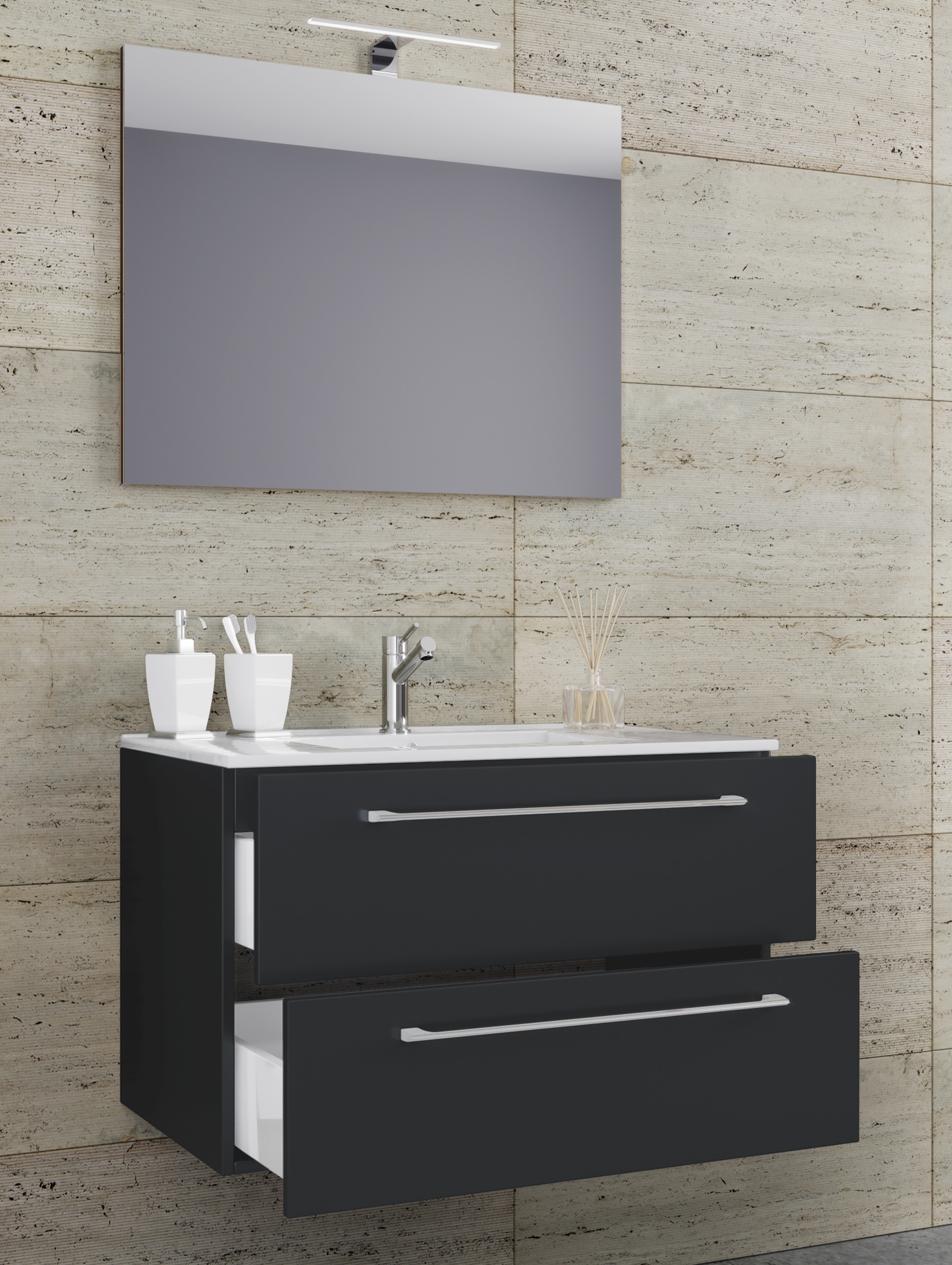 VCM Waschtisch »3-tlg. Waschplatz Waschtisch Badinos Schublade SP« 3 Stk. tlg.