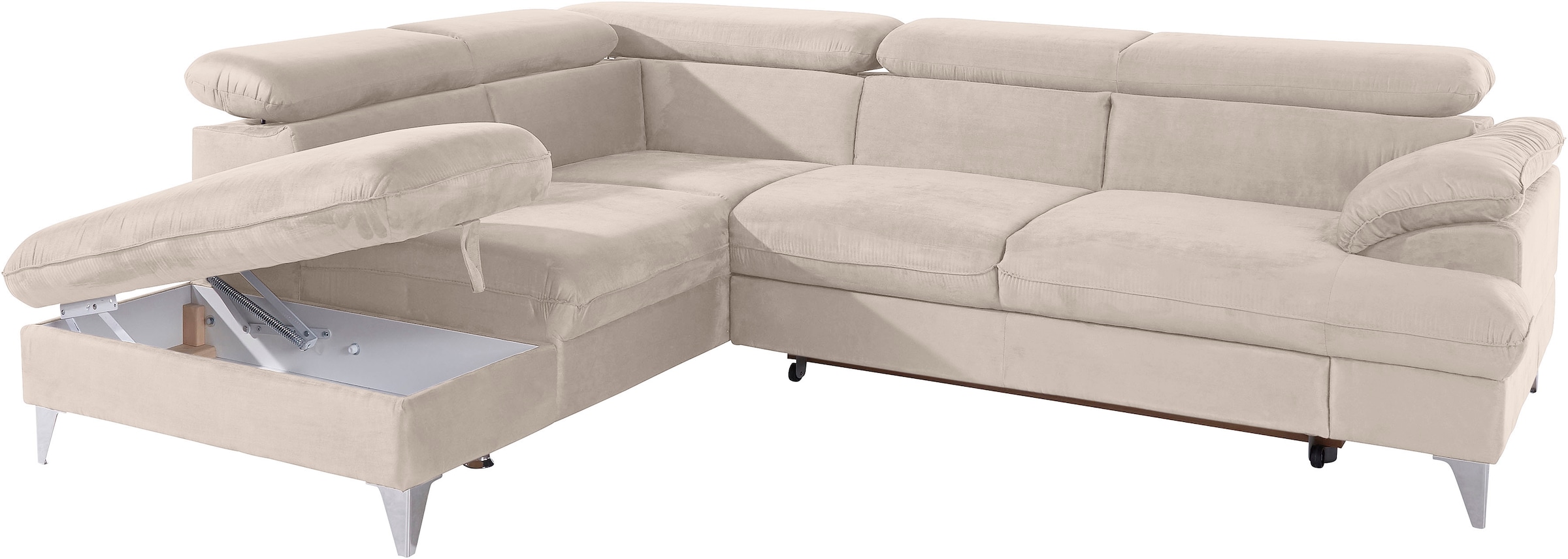 COTTA Ecksofa »Caluso L-Form«, mit Kopfteilverstellung, wahlweise mit Bettfunktion & Bettkasten