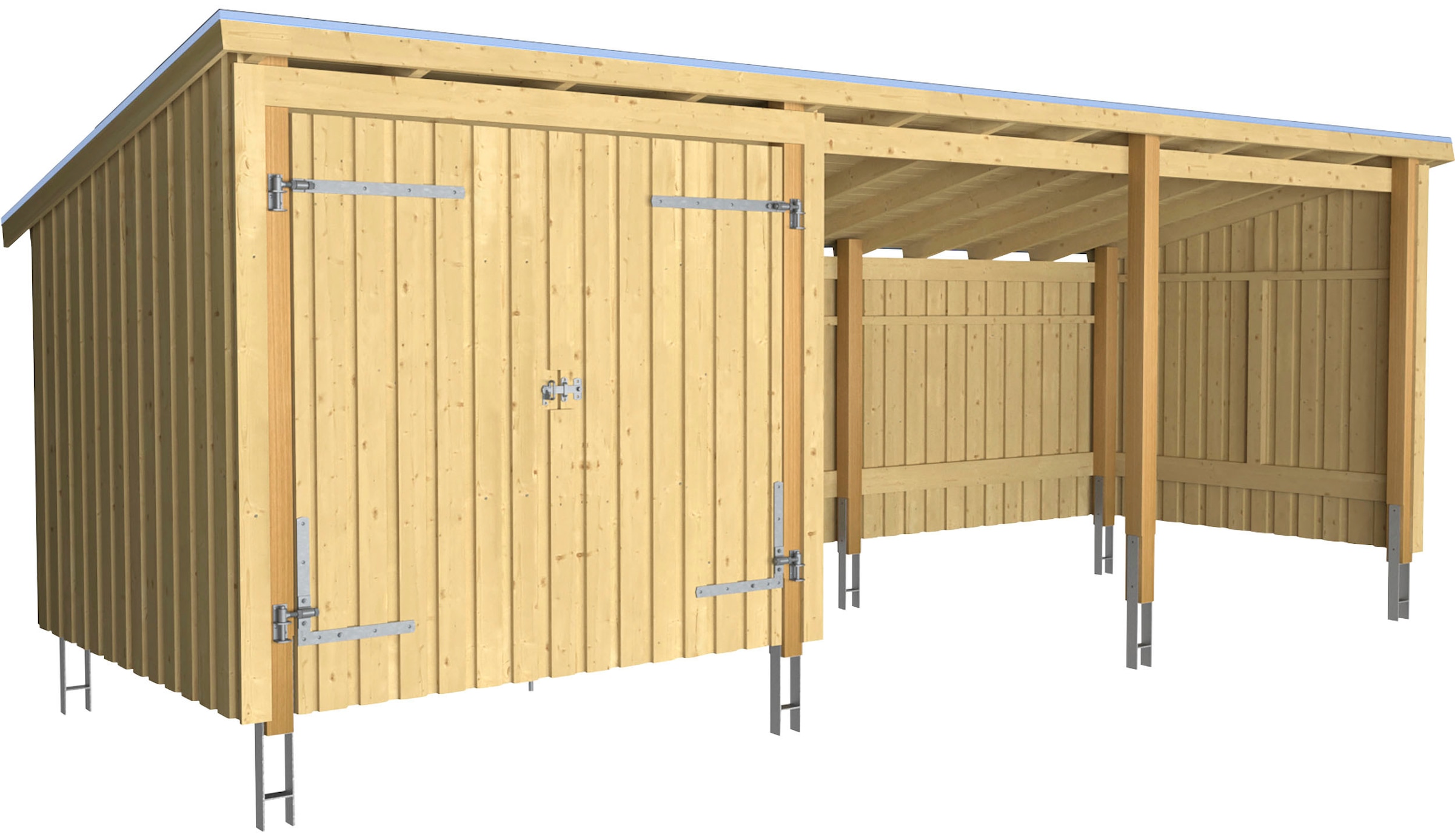 PLUS Gartenhaus "Nordic Multi" Gartenhaus 14 m², mit Doppeltür, inkl. Dachp günstig online kaufen
