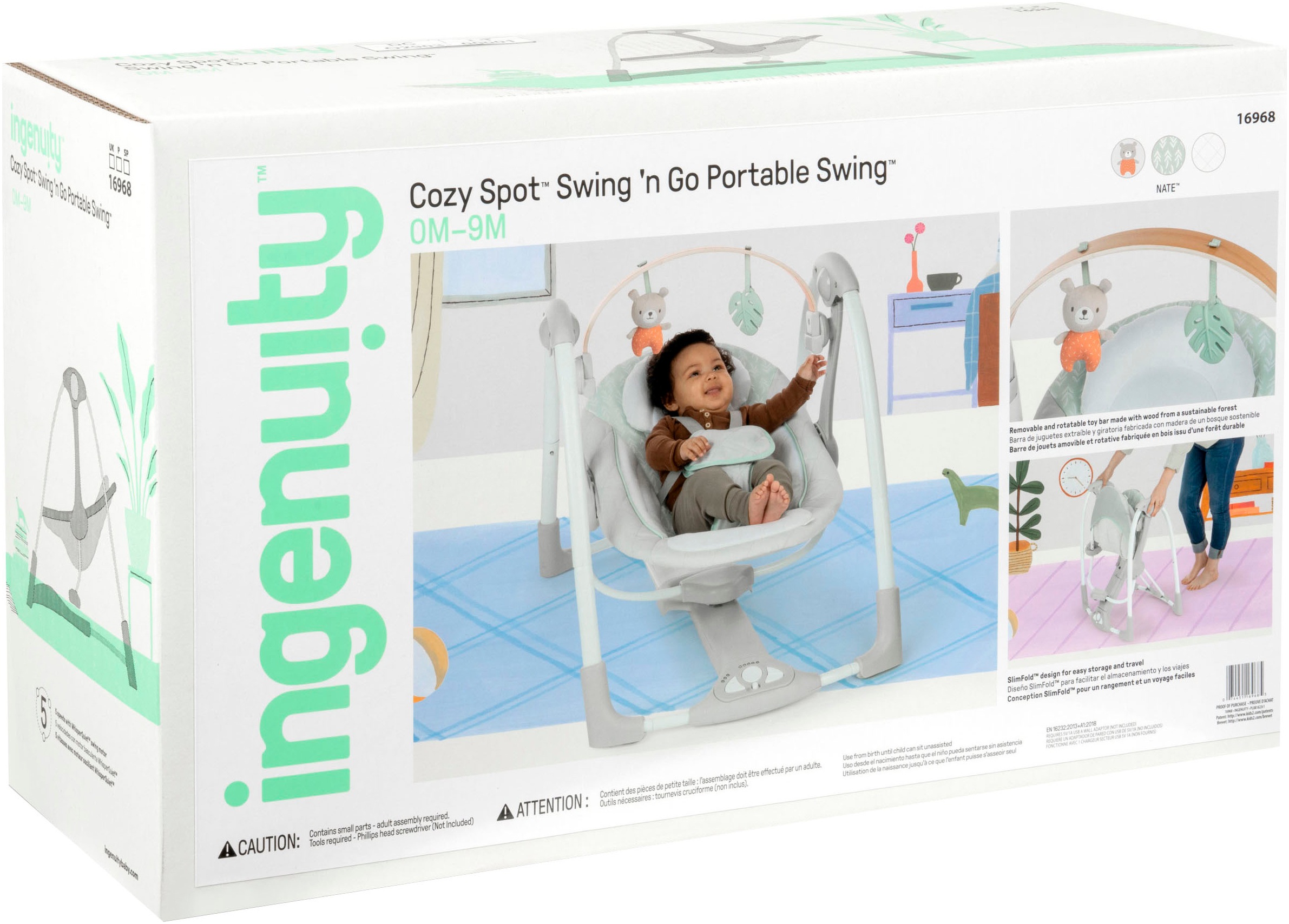 ingenuity Babywippe »Cozy Spot Swing 'n Go Portable Swing«, bis 9 kg, mit Sound-Effekt