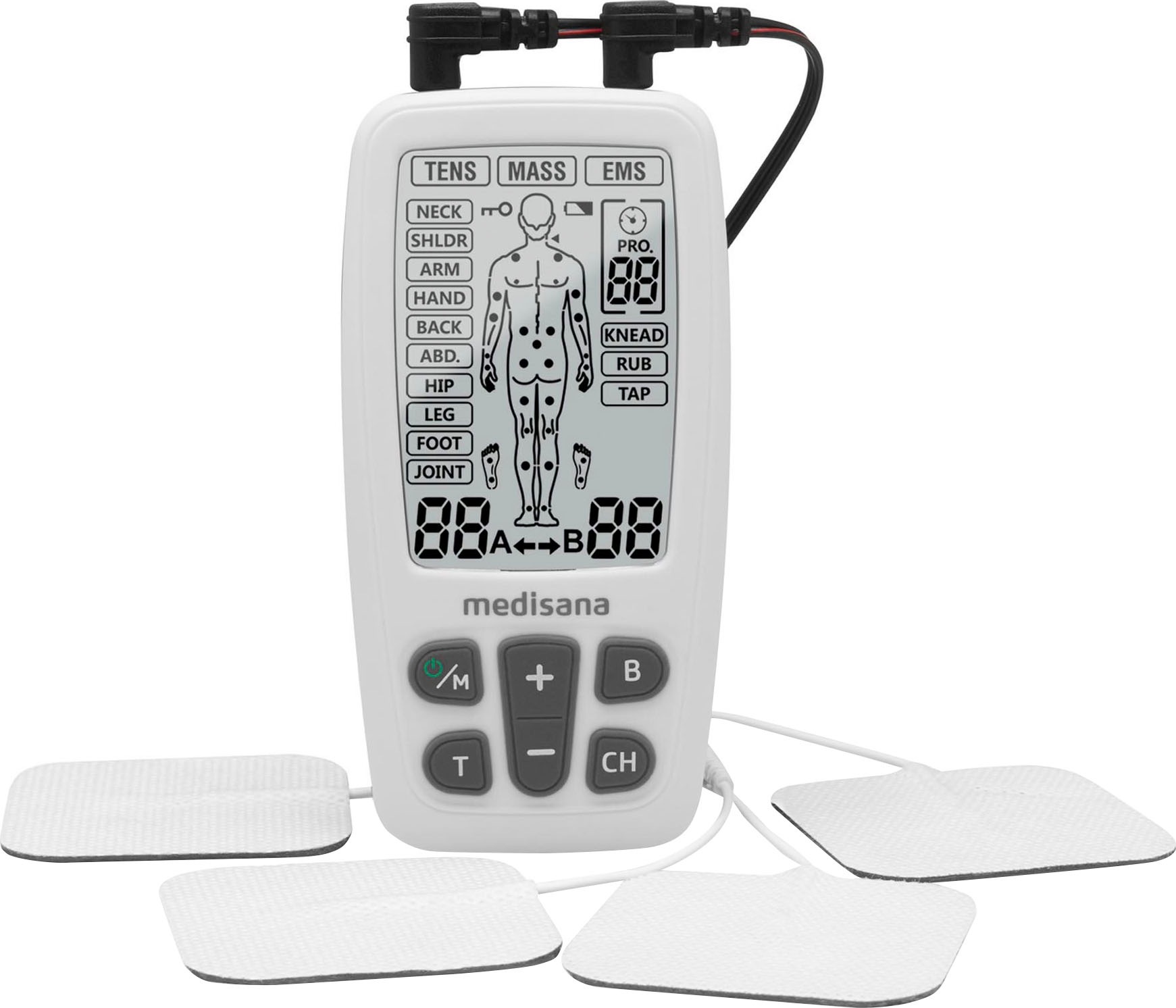 MEDISANA TENS-EMS-Gerät "TT 200 WEST", weiß, B:2,3cm H:5,45cm L:10,9cm, Elektro-Muskel-Stimulationsgeräte, TENS, EMS,Massage, 22 Vorprogramme, 3
