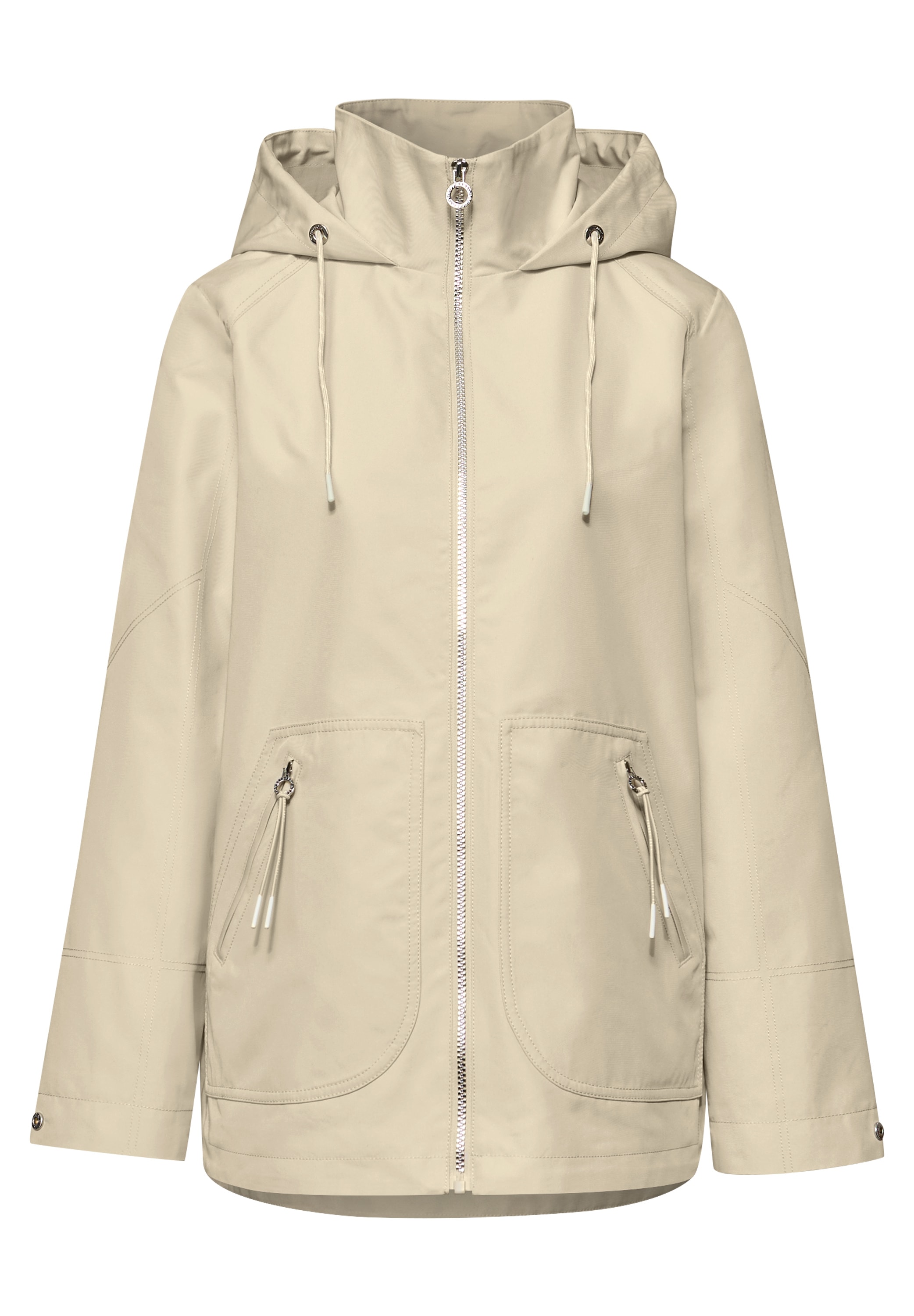 STREET ONE Parka mit Kapuze mit seitlichen Zipper‑Taschen und Nieten‑Details an den Ärmeln